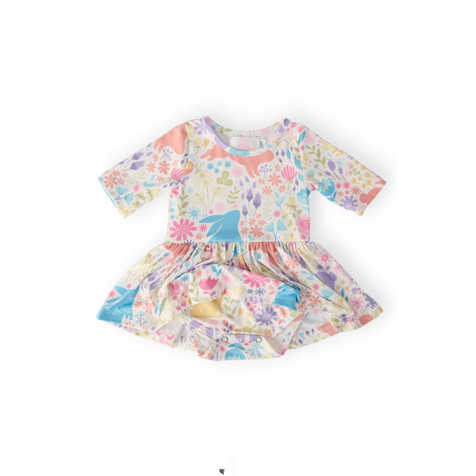 Pastel Floral Bunnies Twirl Bodysuit