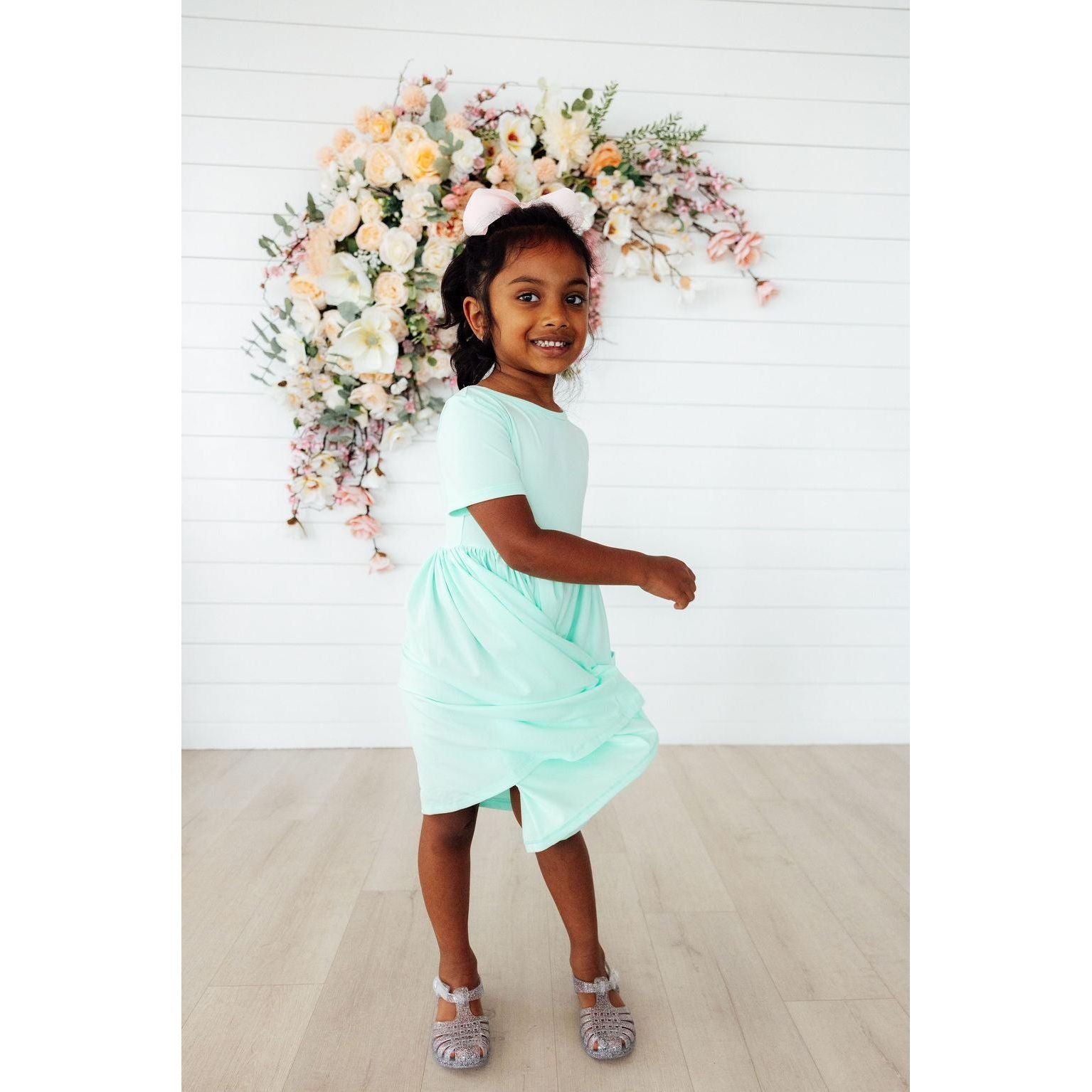 Pastel Green S/S Pocket Twirl Dress