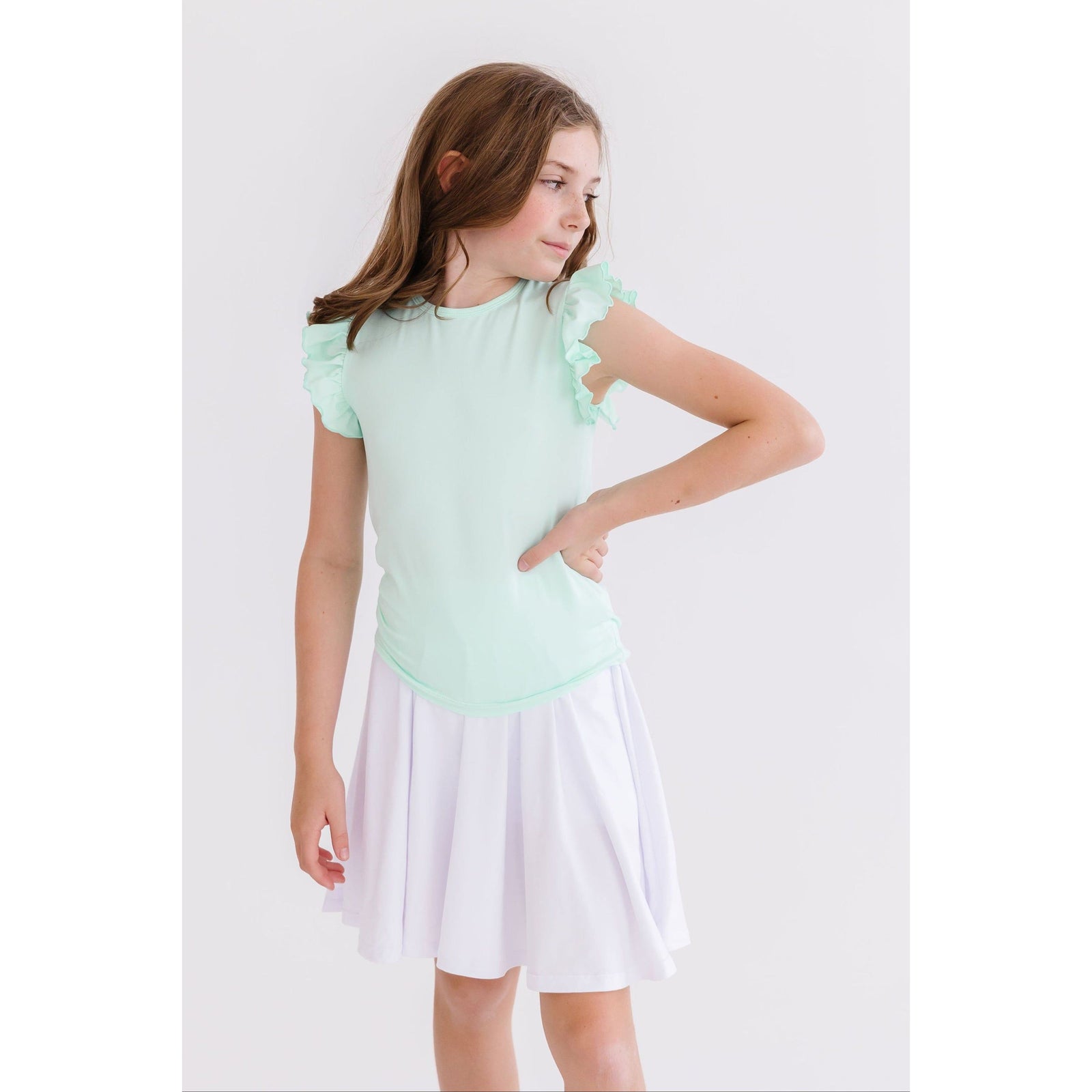 Pastel Green S/S Ruffle Tee