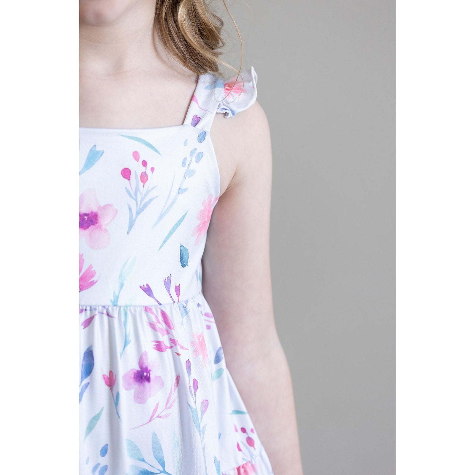 Pastel Wildflowers Ruffle Maxi Dress