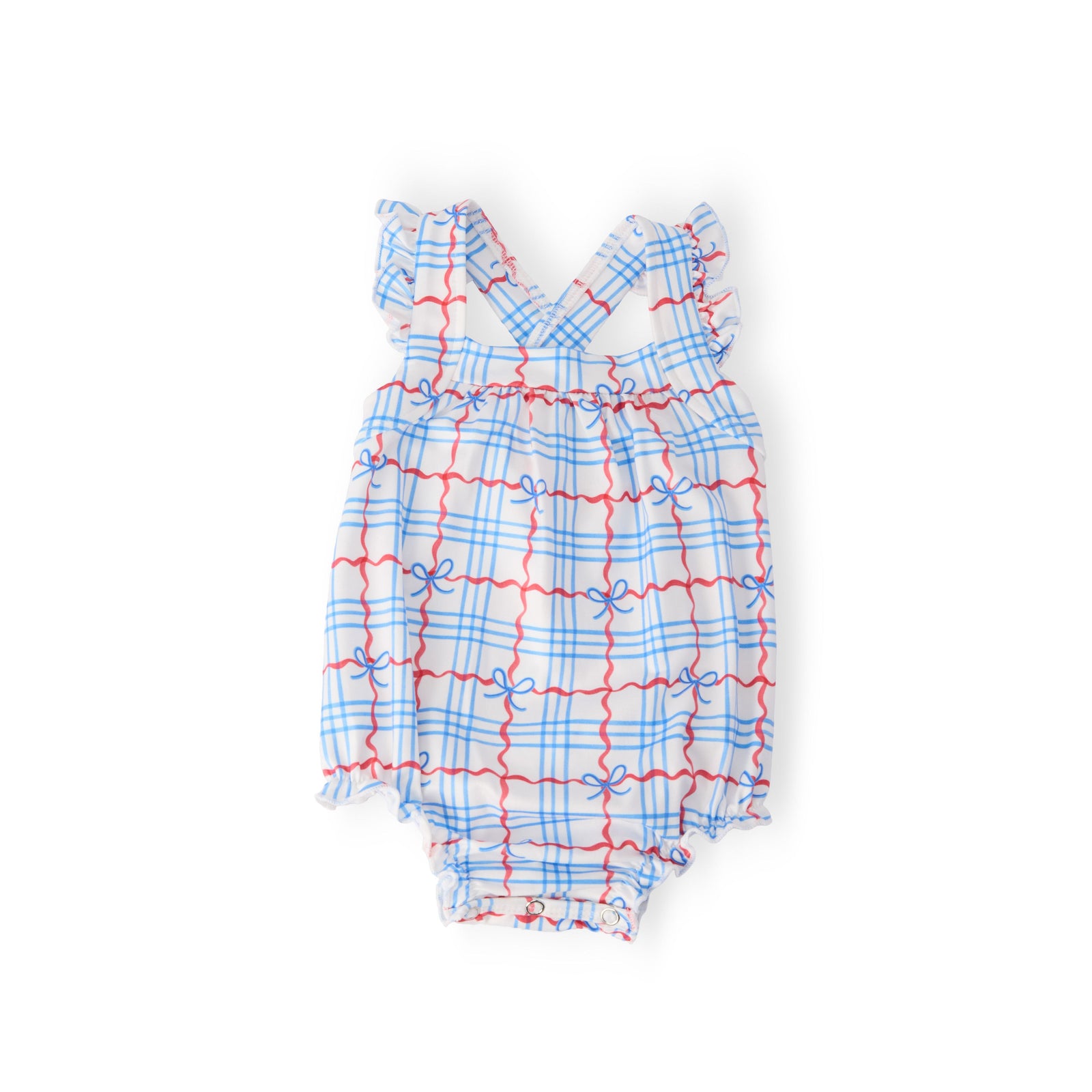 Patriotic Picnic Ruffle Cross Back Romper
