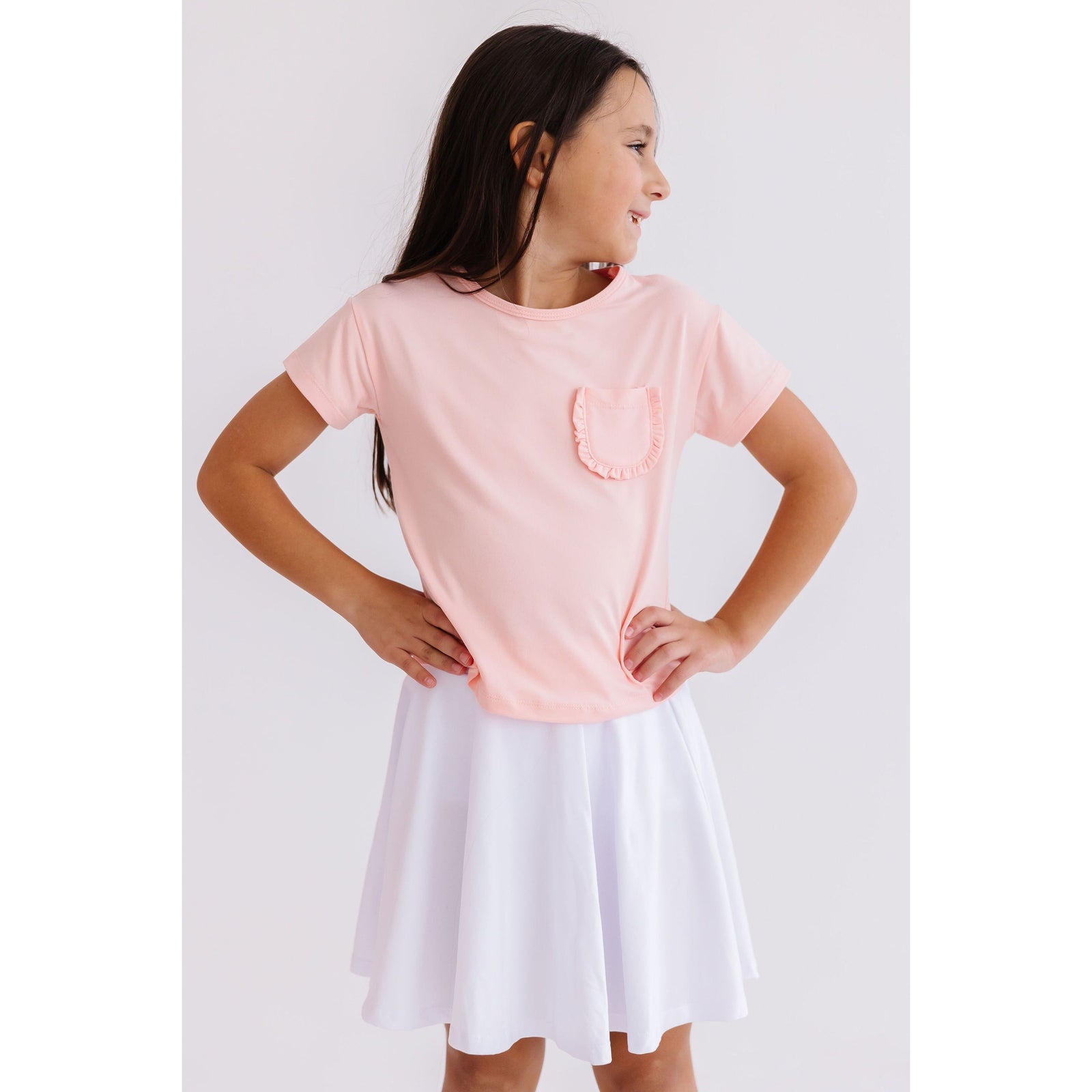 Peach Ruffle Pocket Tee