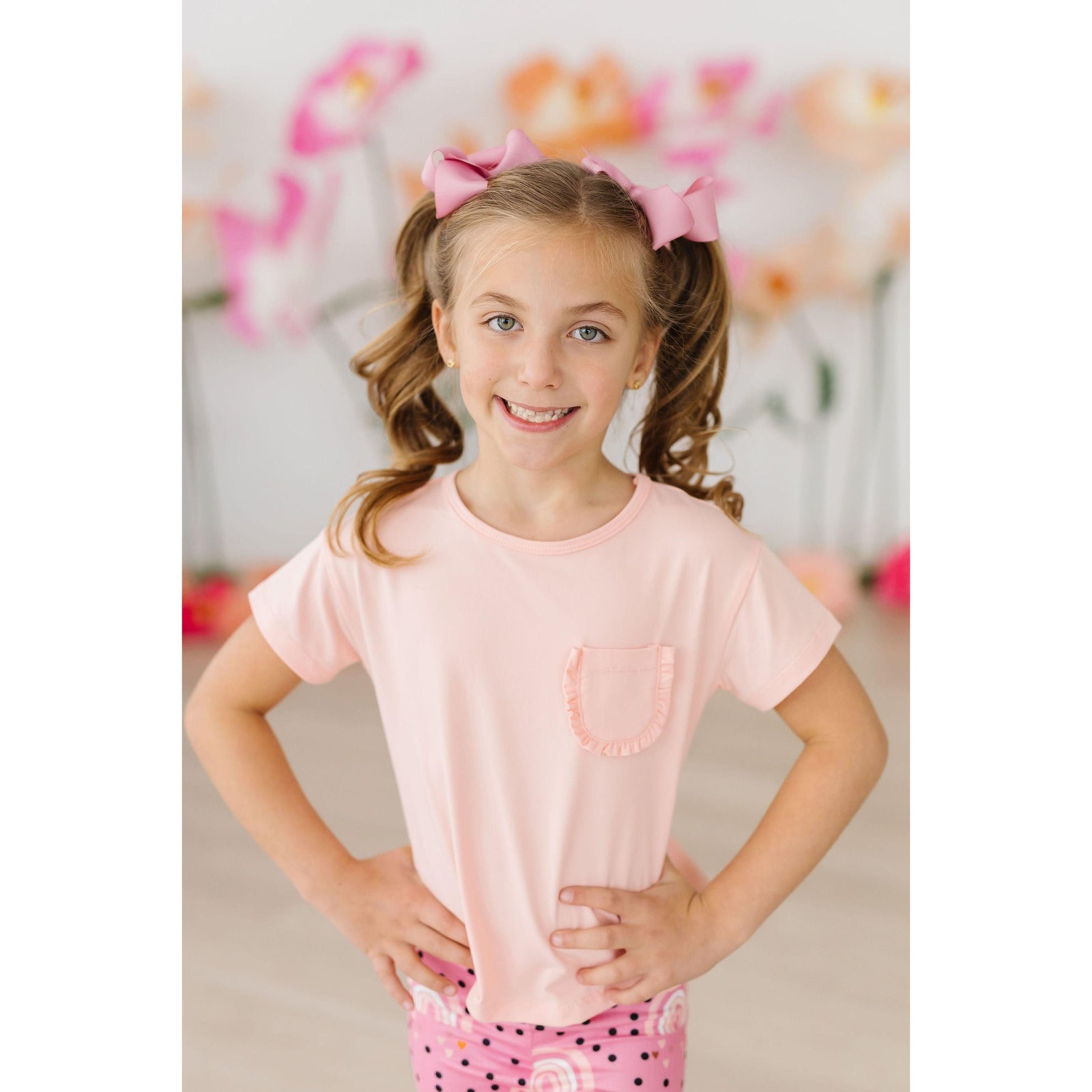 Peach Ruffle Pocket Tee