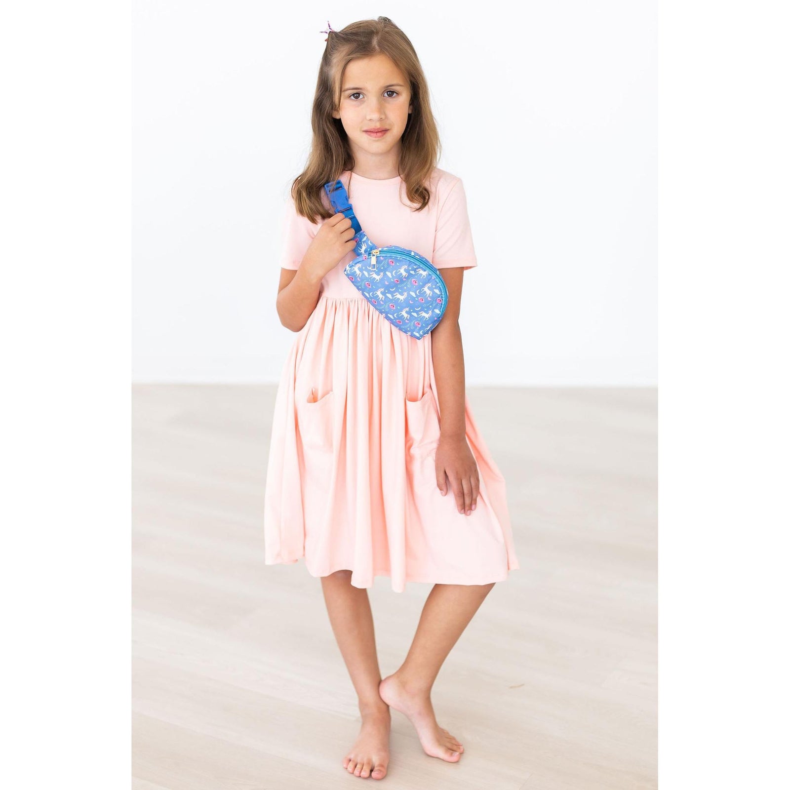 Peach S/S Pocket Twirl Dress