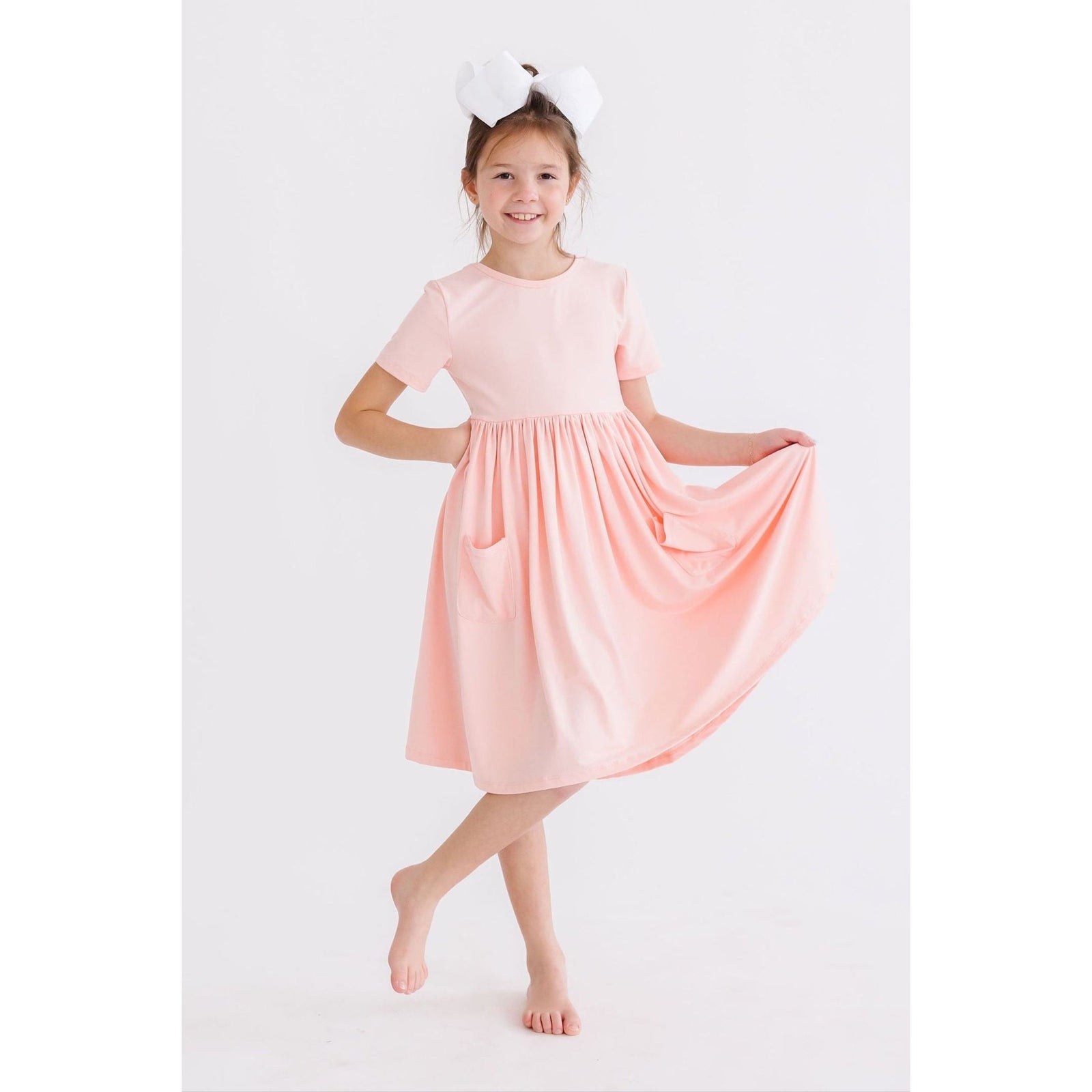 Peach S/S Pocket Twirl Dress