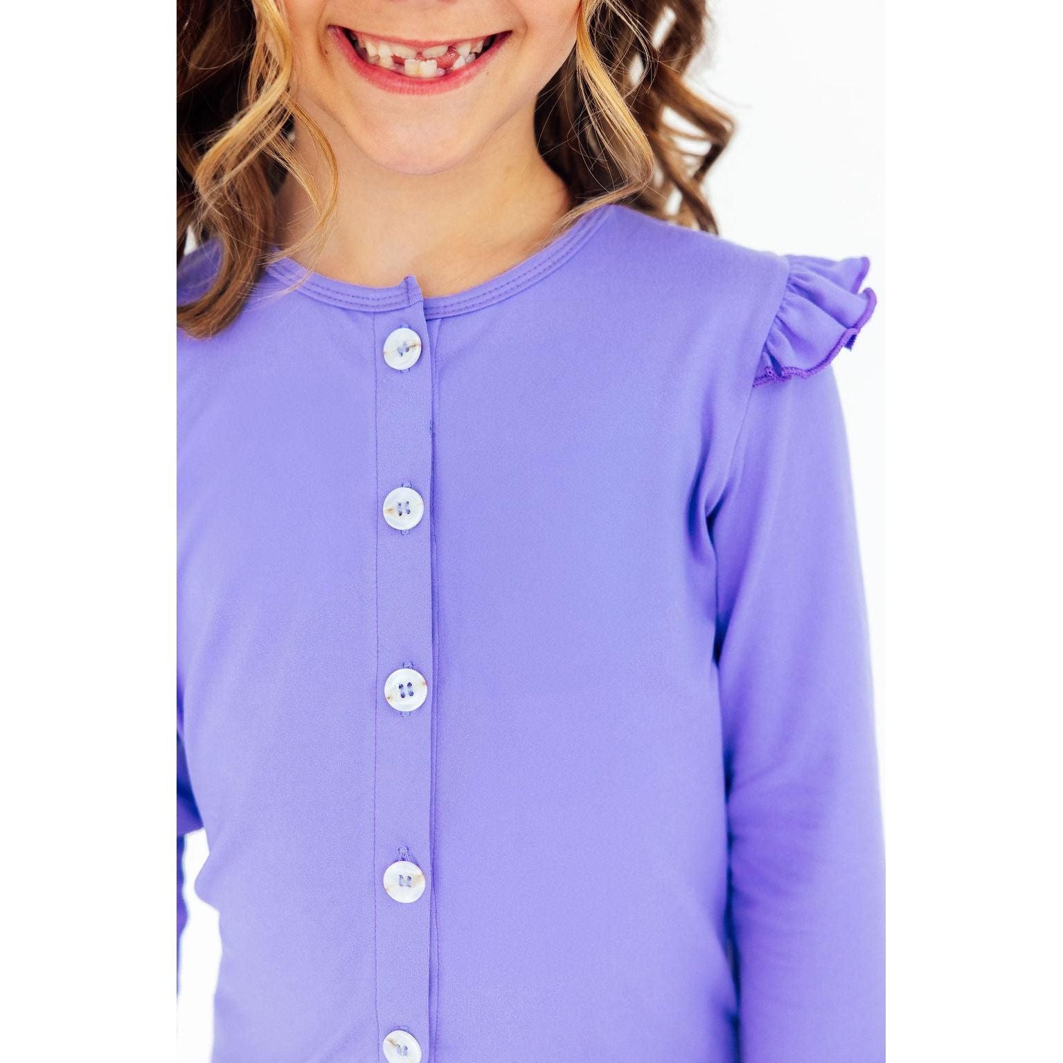 Periwinkle Ruffle Cardigan