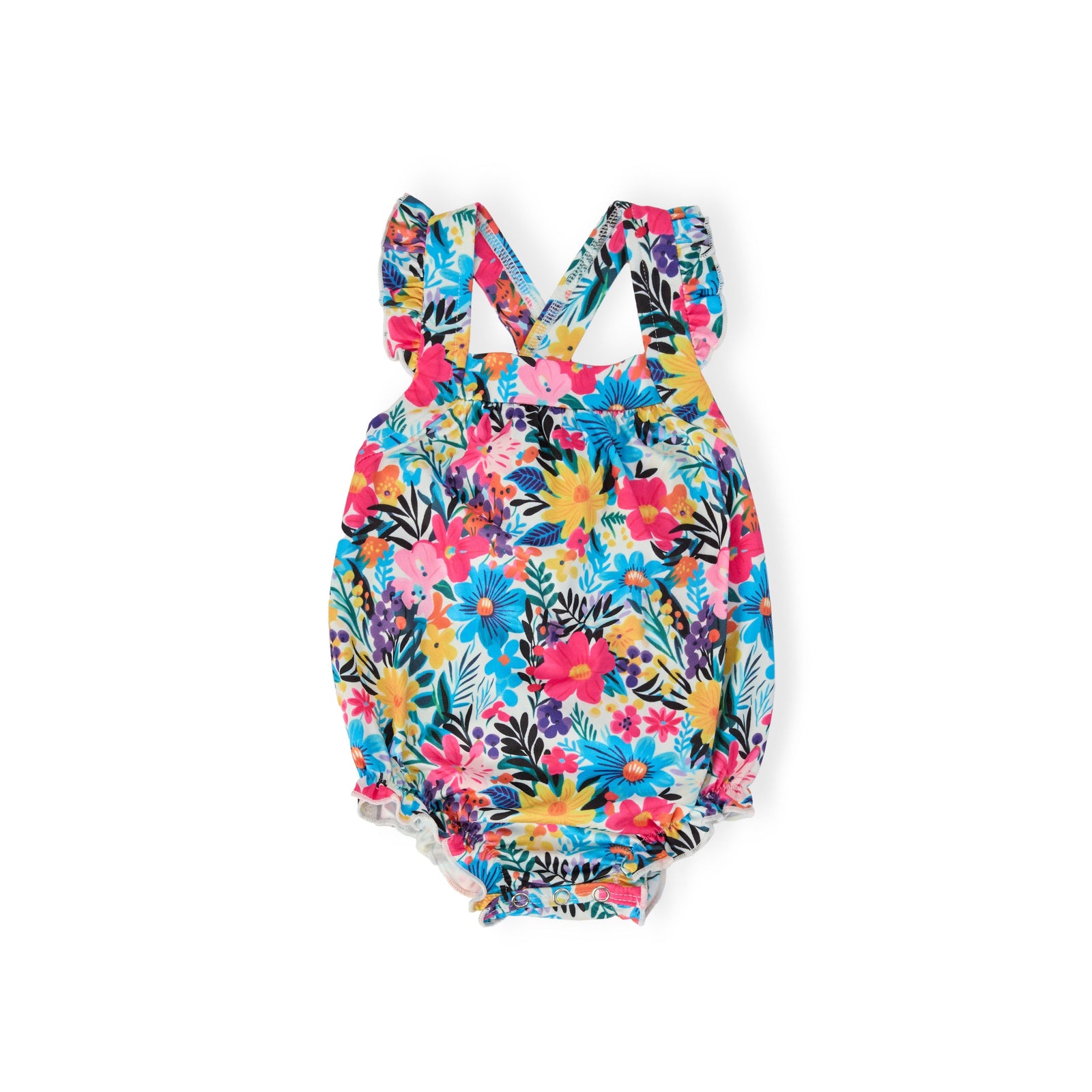 Petal Paradise Ruffle Cross Back Romper