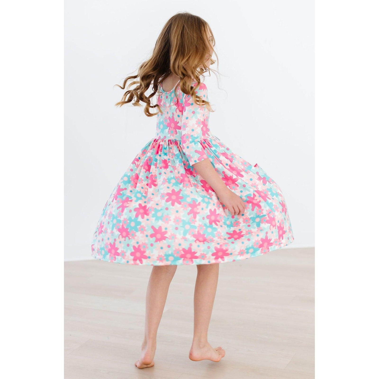 Petal Perfection 3/4 Sleeve Pocket Twirl Dress