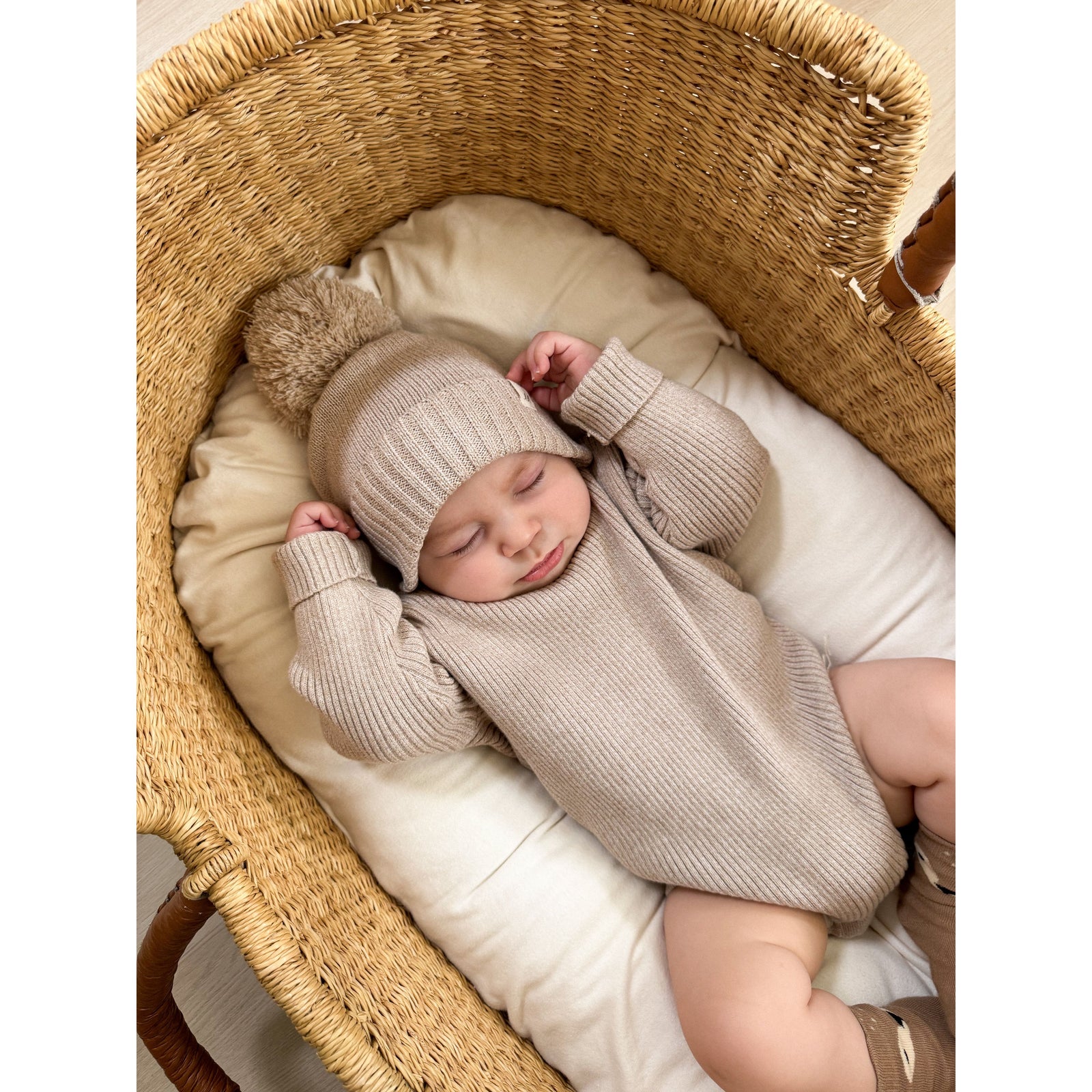 Baby Rib Bodysuit - Heather Beige