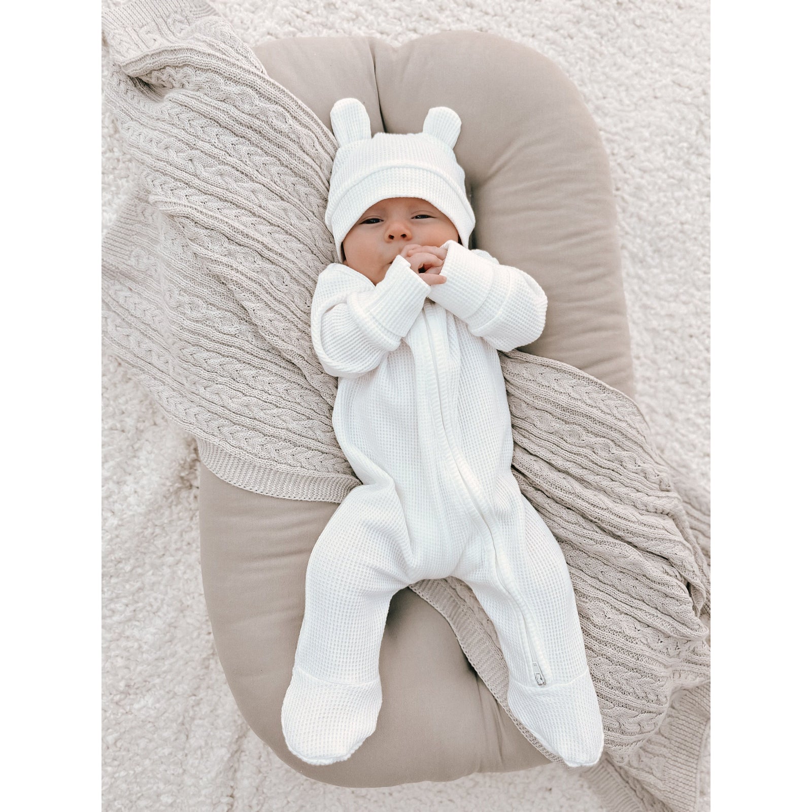 Luna + Luca Bear Waffle Set - White