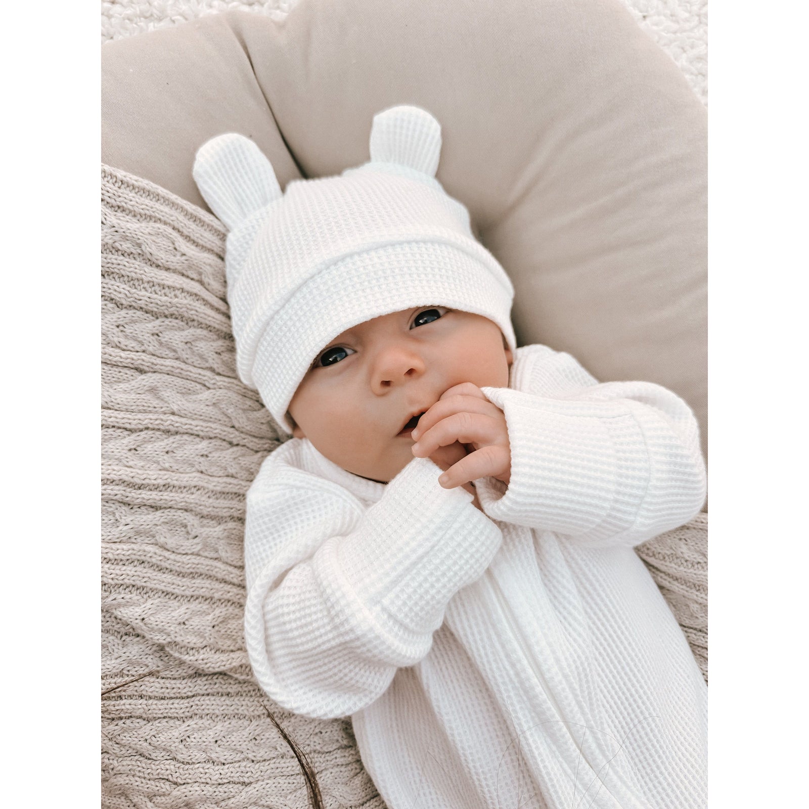 Luna + Luca Bear Waffle Set - White