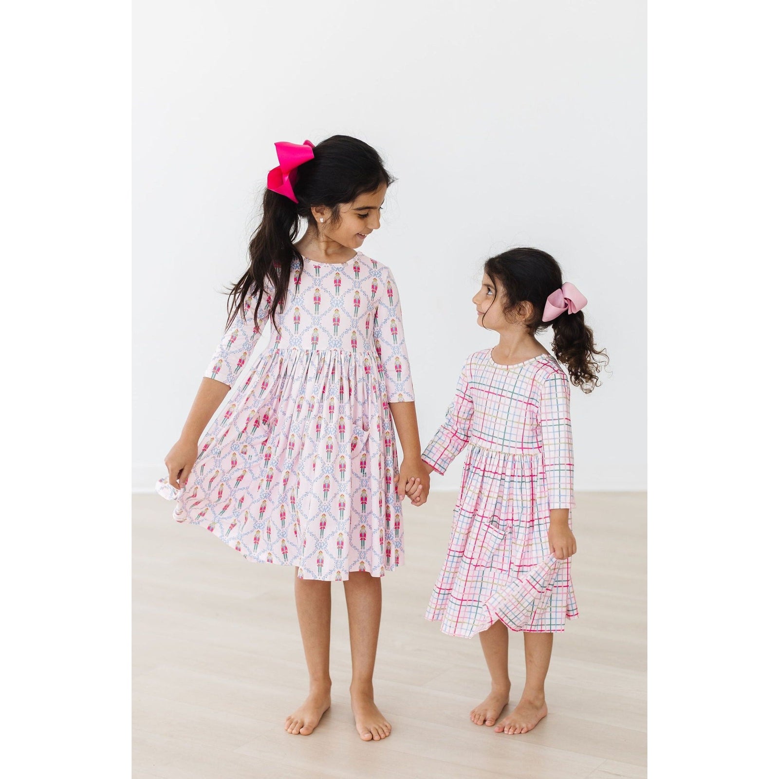 Pink Nutcracker 3/4 Sleeve Pocket Twirl Dress