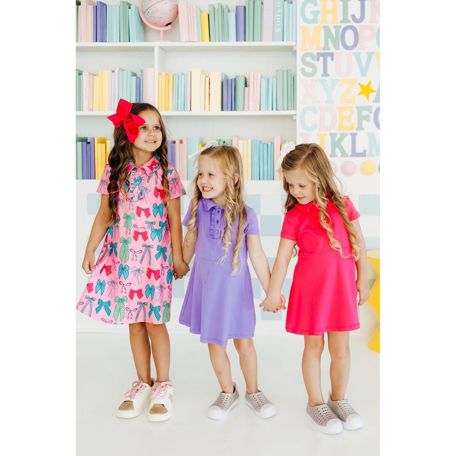 Pink Twirls & Ties S/S Polo Dress