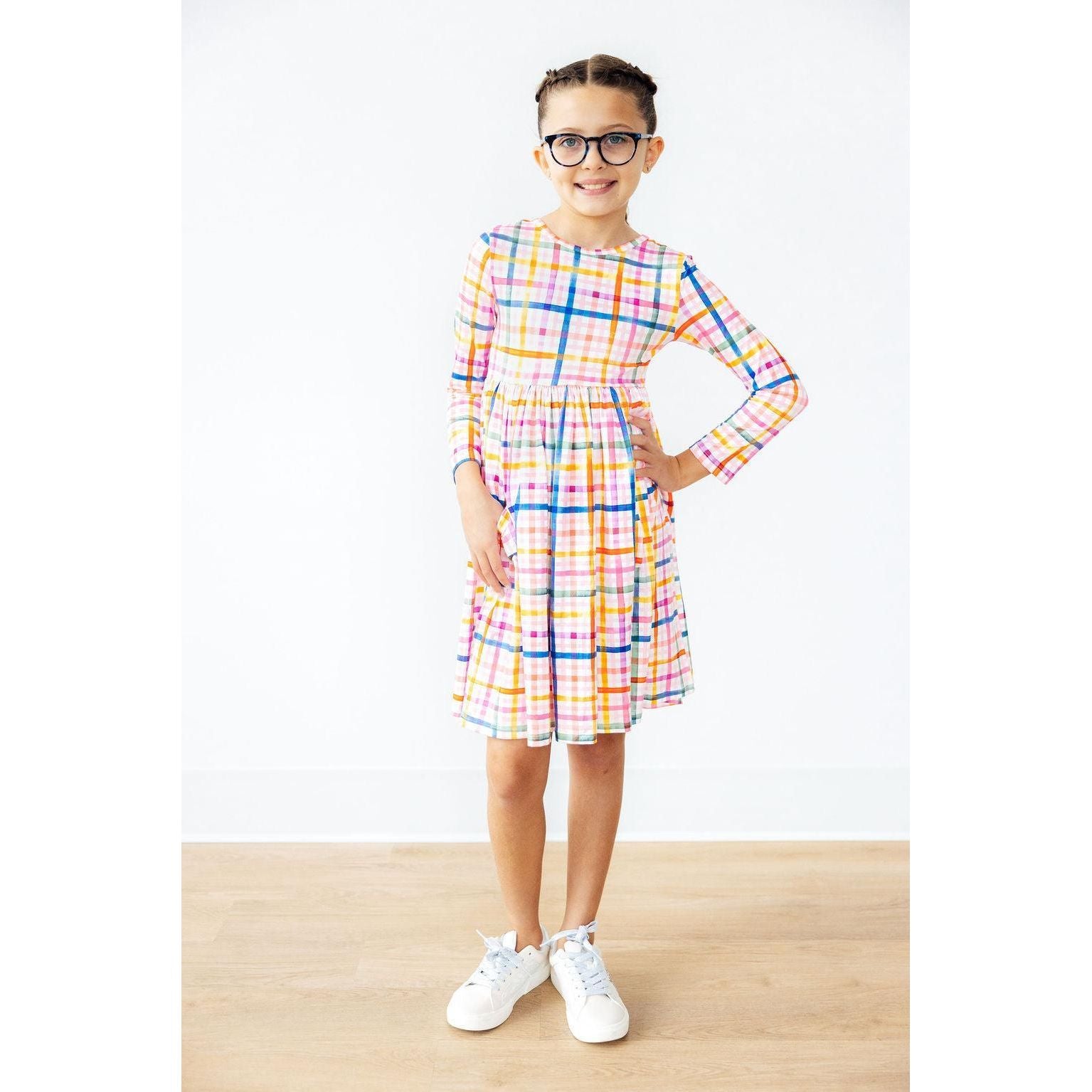 Plaid About You L/S Pocket Twirl Dress