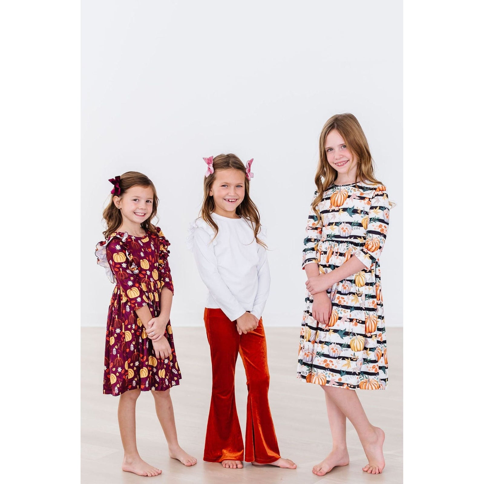 Pumpkin Patch 3/4 Sleeve Ruffle Twirl Dress