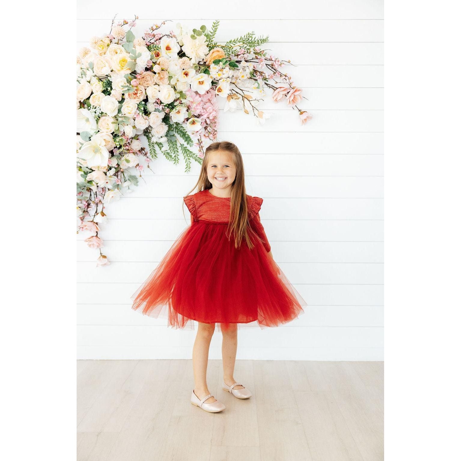 Pumpkin Spice Shimmer 3/4 Sleeve Tutu Dress