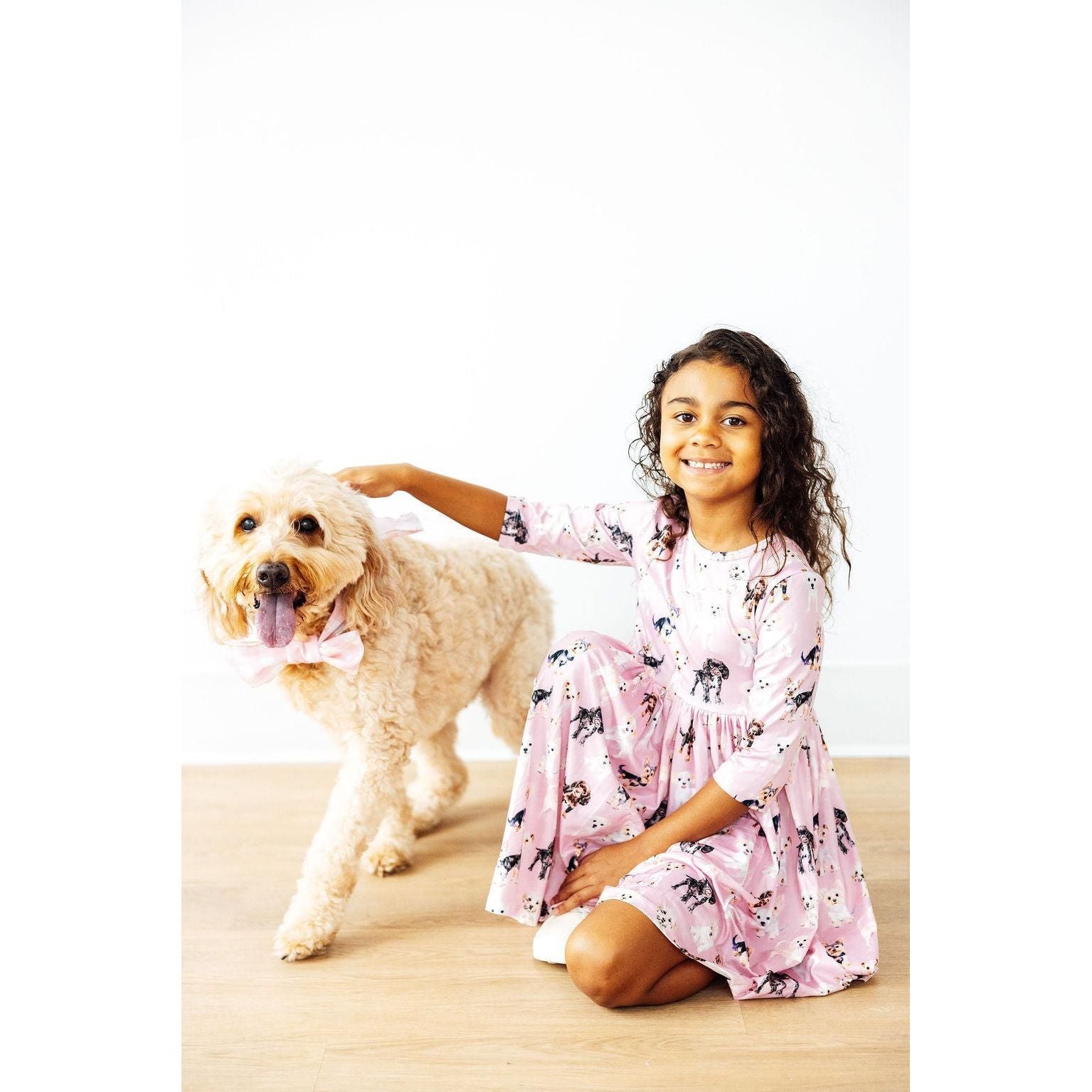 Puppy Kisses 3/4 Sleeve Pocket Twirl Dress