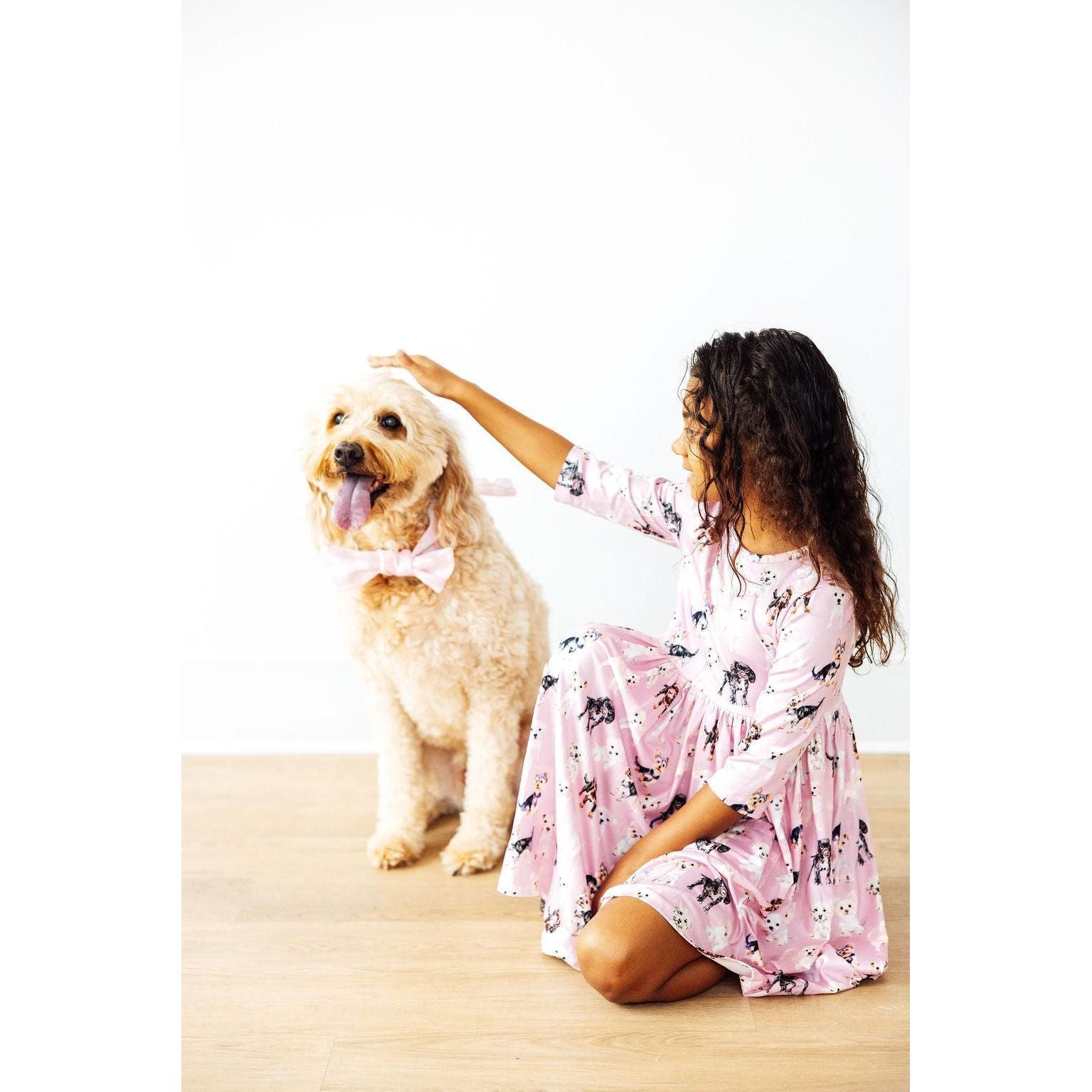 Puppy Kisses 3/4 Sleeve Pocket Twirl Dress