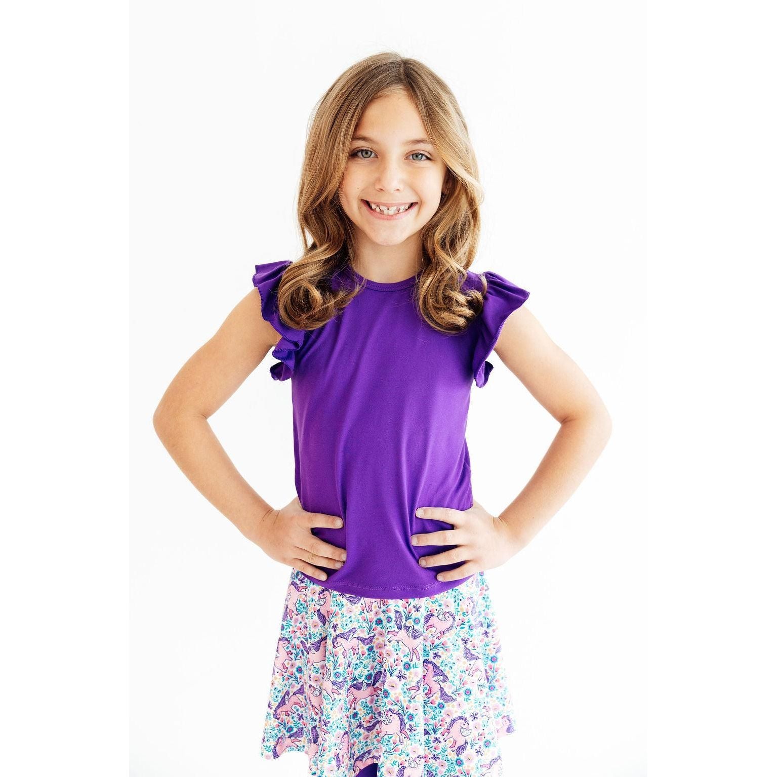 Purple S/S Ruffle Tee