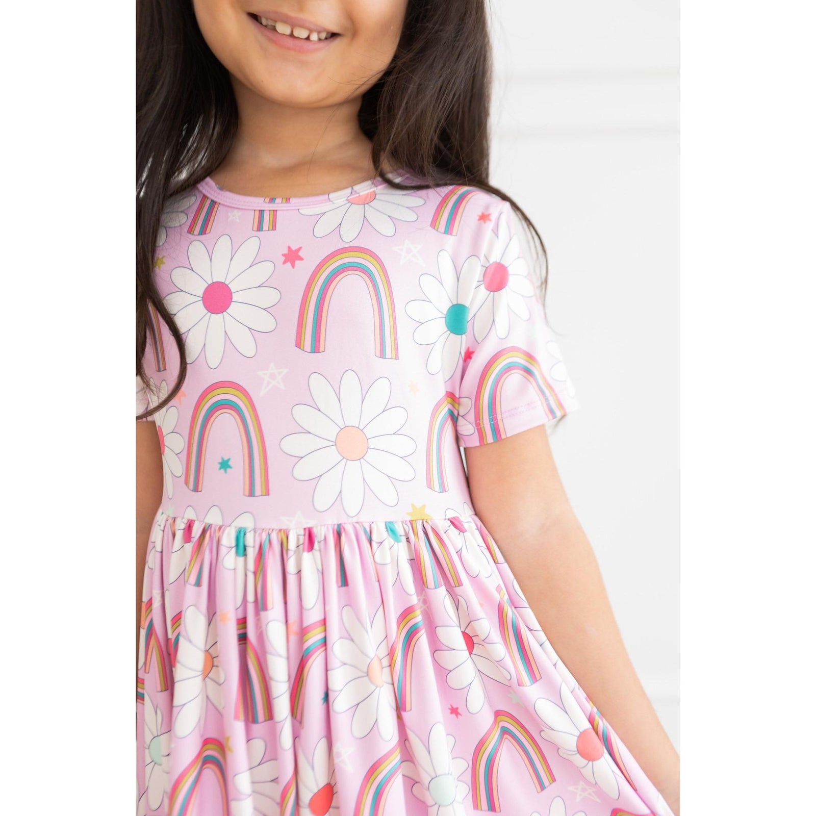 Rainbow Daisies S/S Pocket Twirl Dress