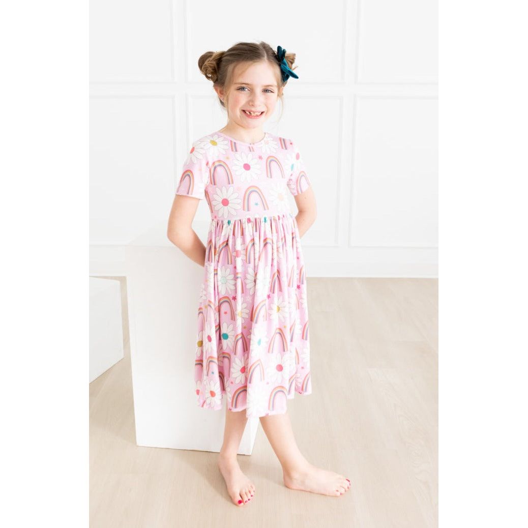 Rainbow Daisies S/S Pocket Twirl Dress