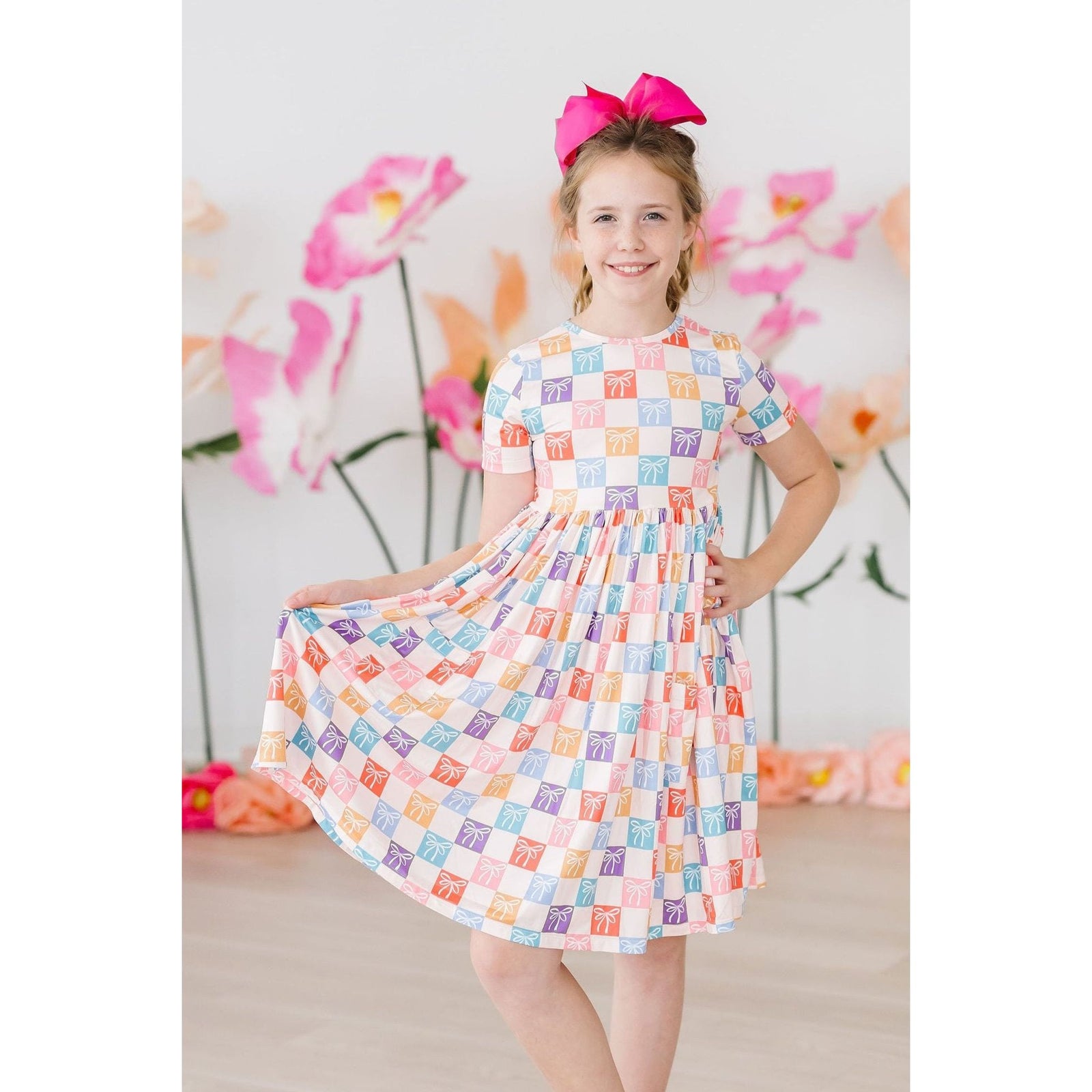 Rainbow Ribbons S/S Pocket Twirl Dress