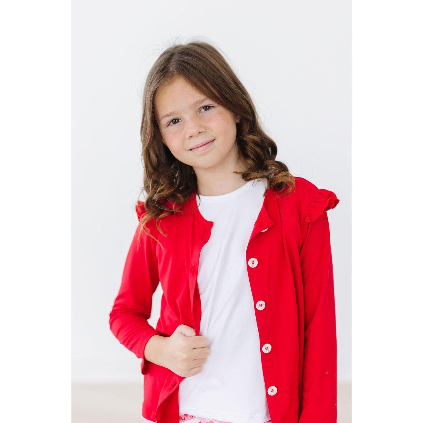 Red Ruffle Cardigan