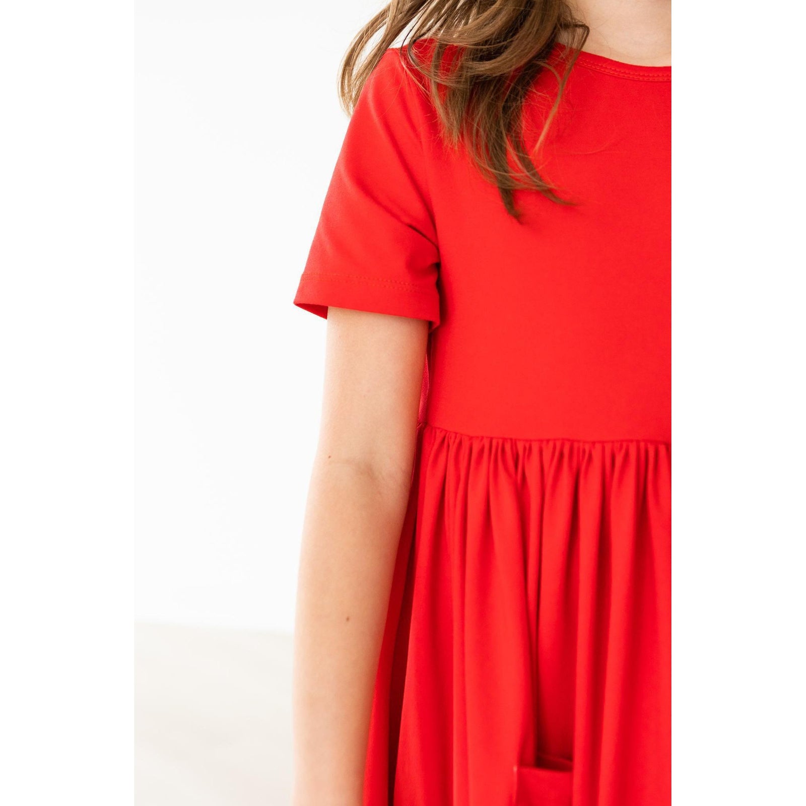Red S/S Pocket Twirl Dress