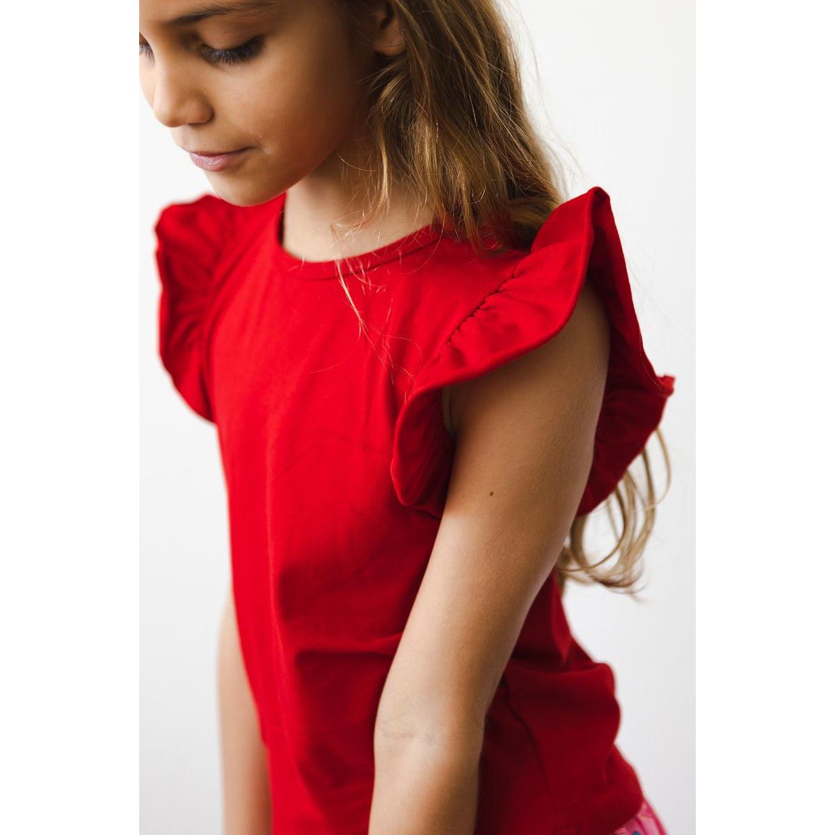 Red S/S Ruffle Tee