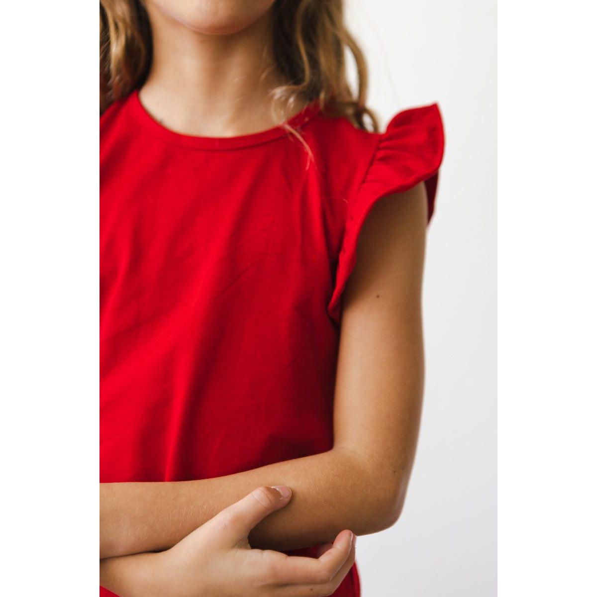 Red S/S Ruffle Tee