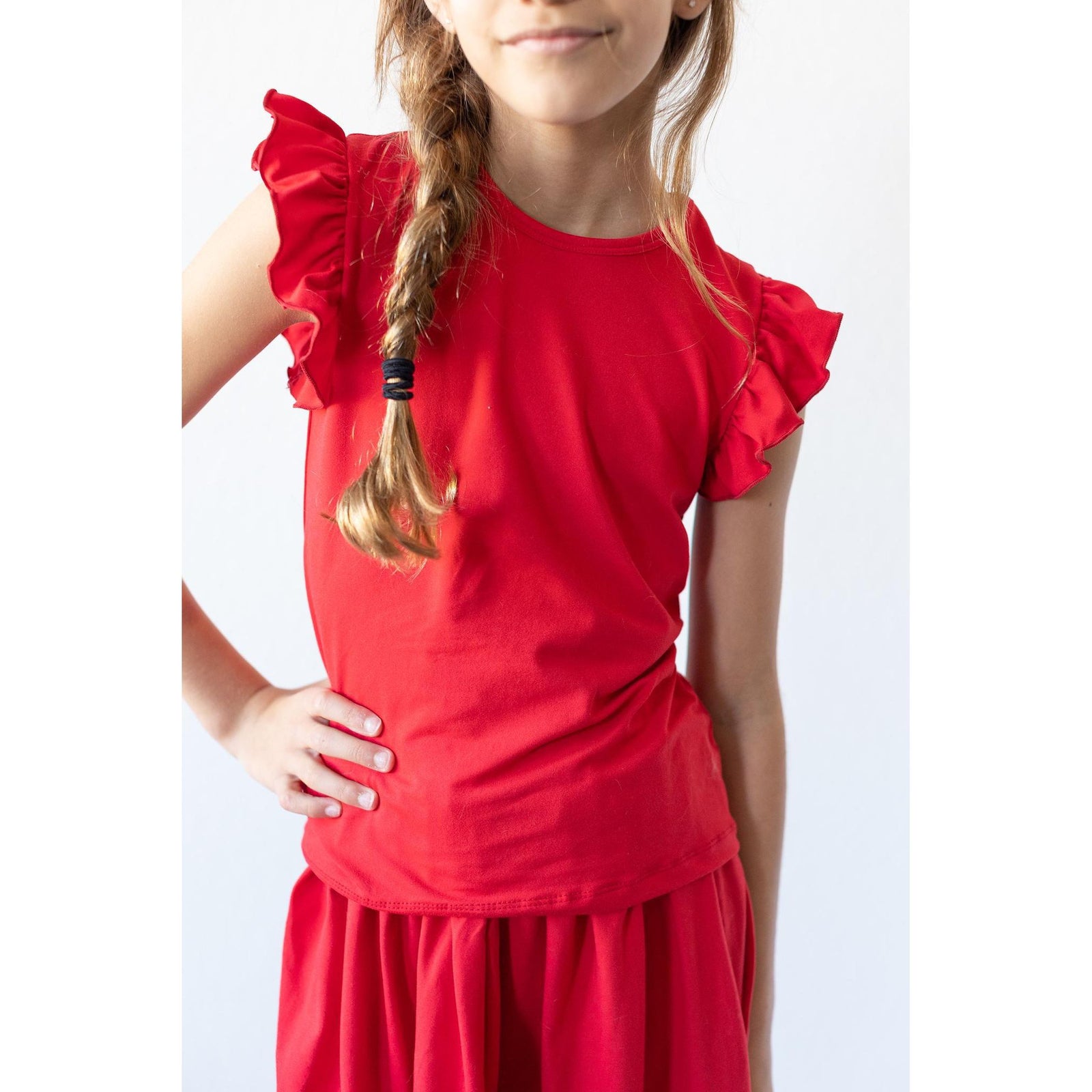 Red S/S Ruffle Tee