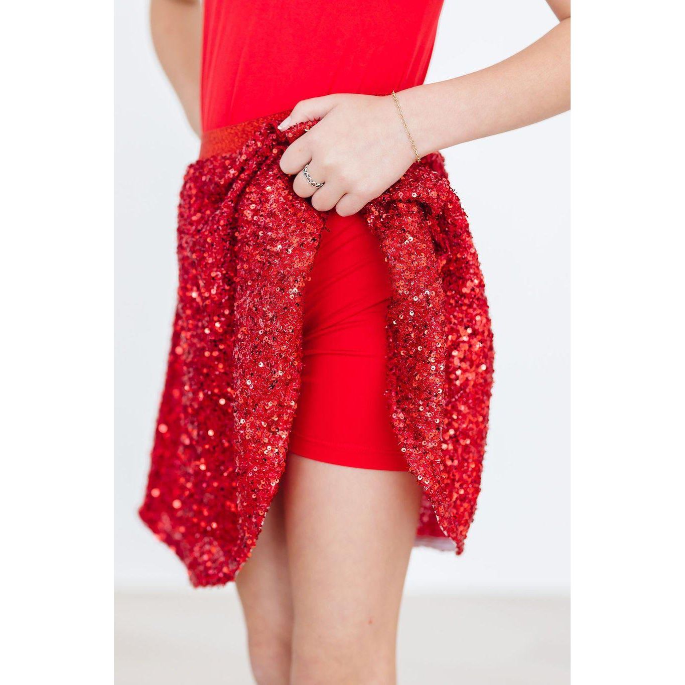 Red Sequin Twirl Skort