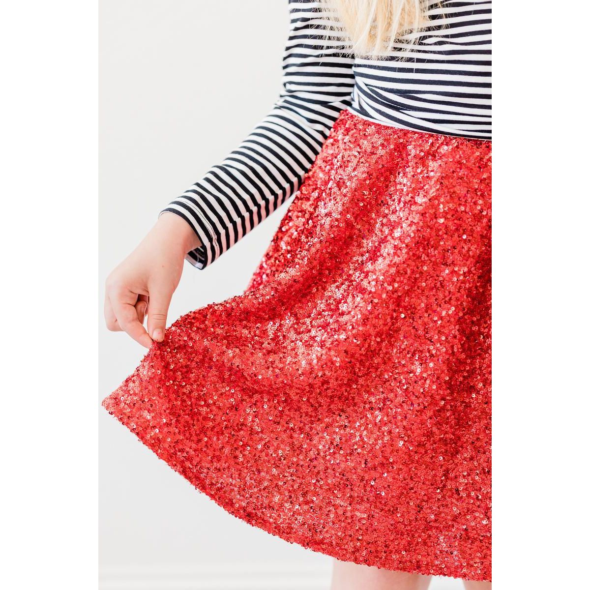 Red Sequin Twirl Skort