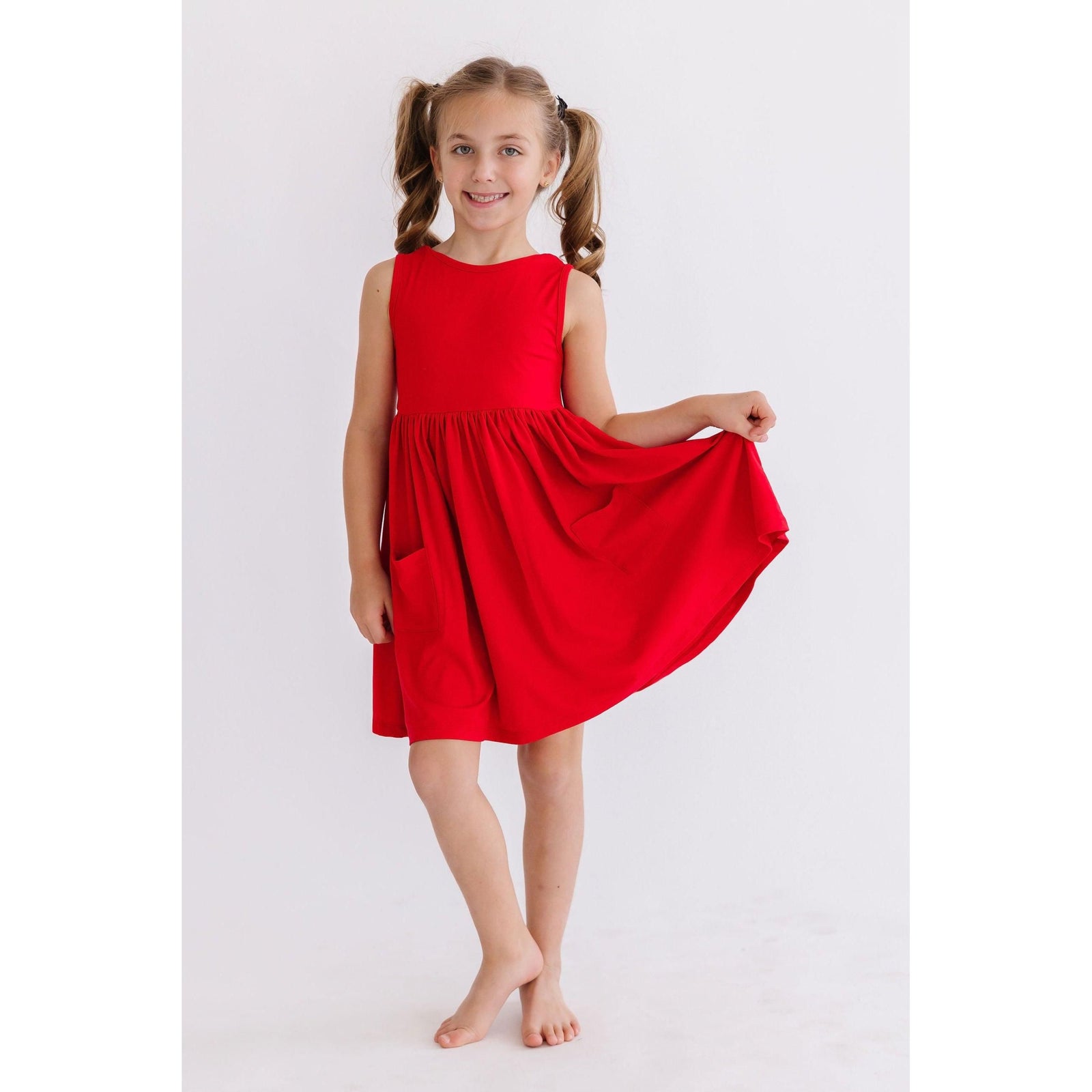 Red Tank Pocket Twirl Dress