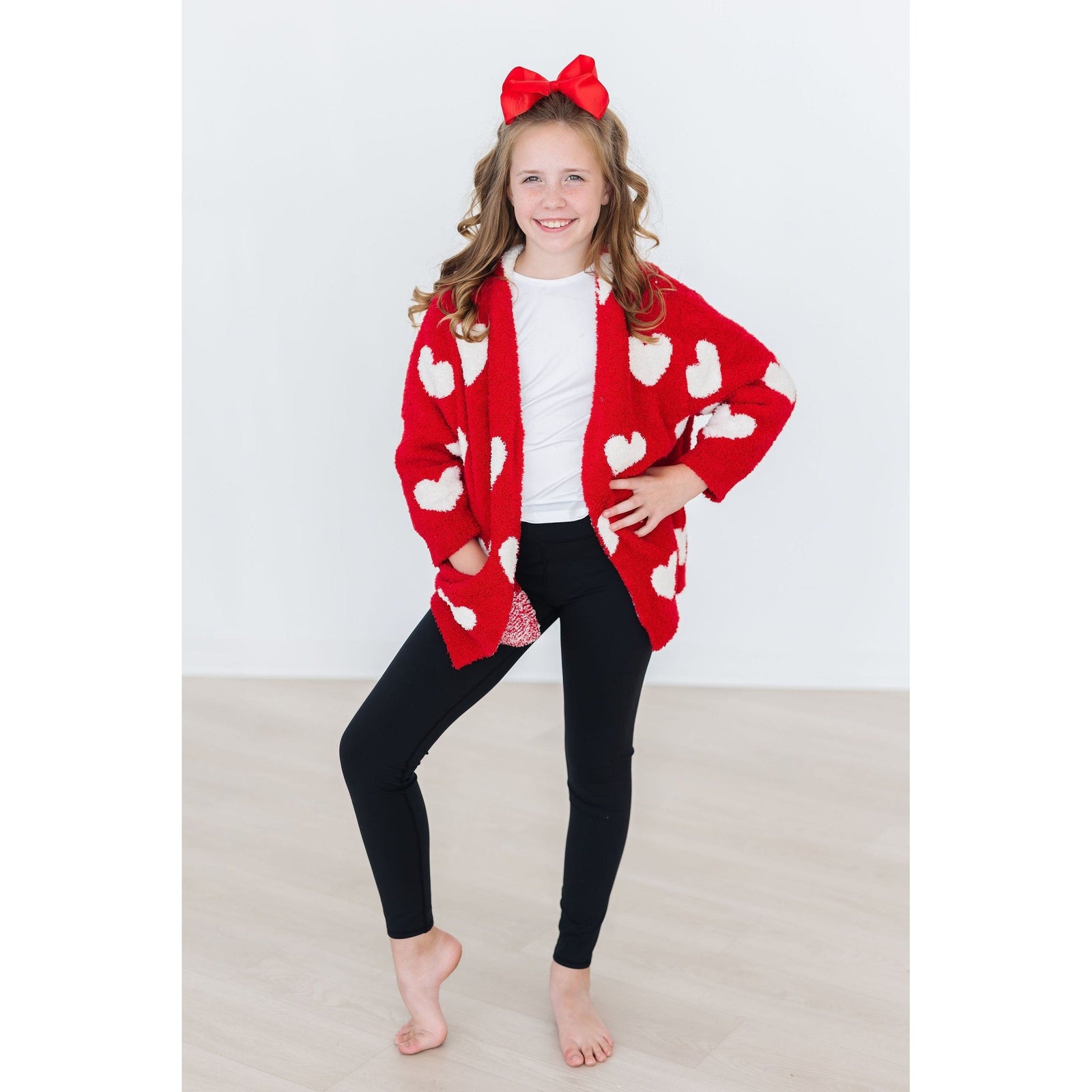 Red/Coconut Heart Cozy Cardigan