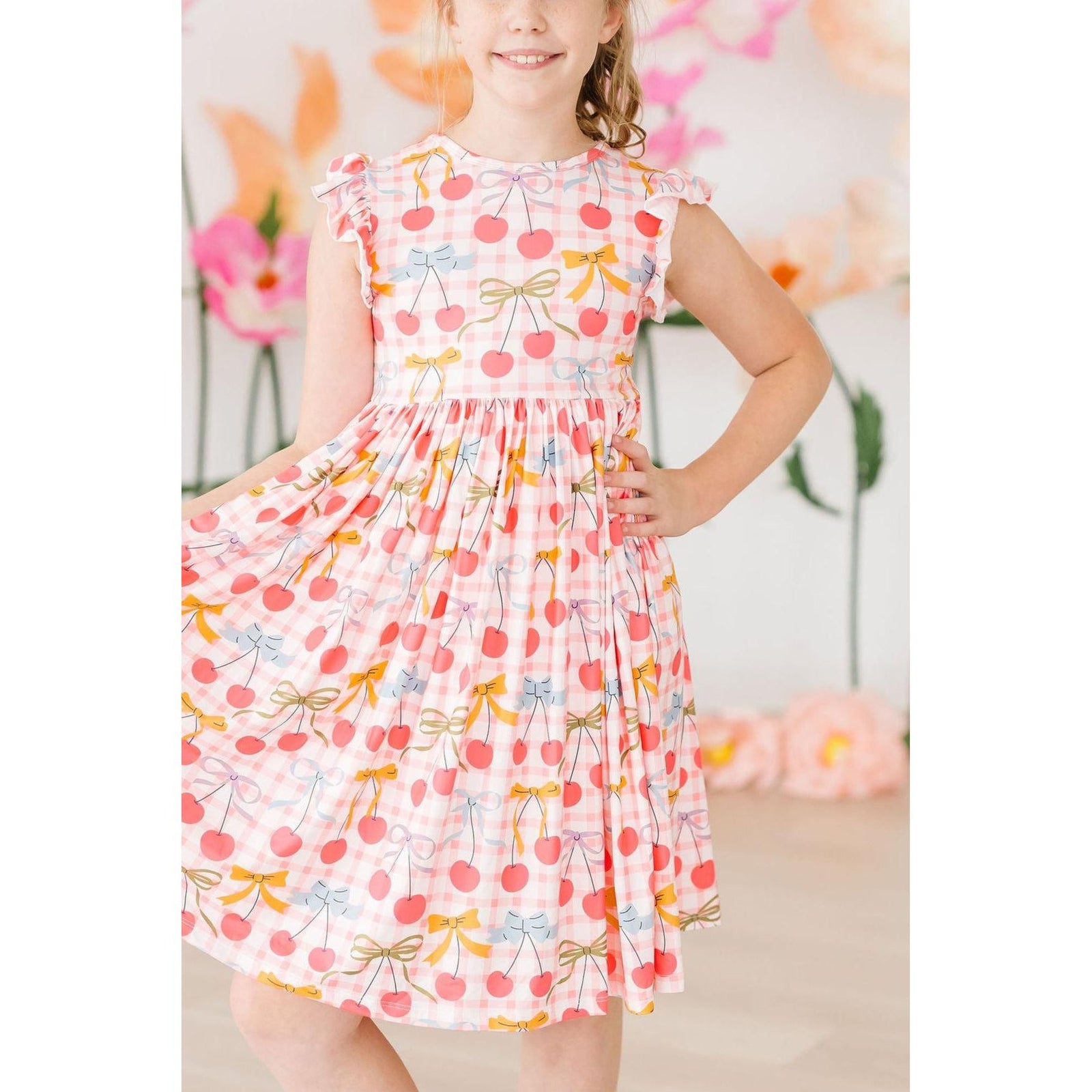 Retro Picnic Flutter Sleeve Twirl Dress