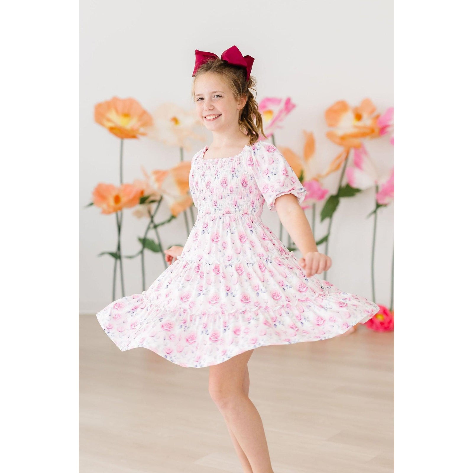 Rose Garden Smocked Ruffle Dress