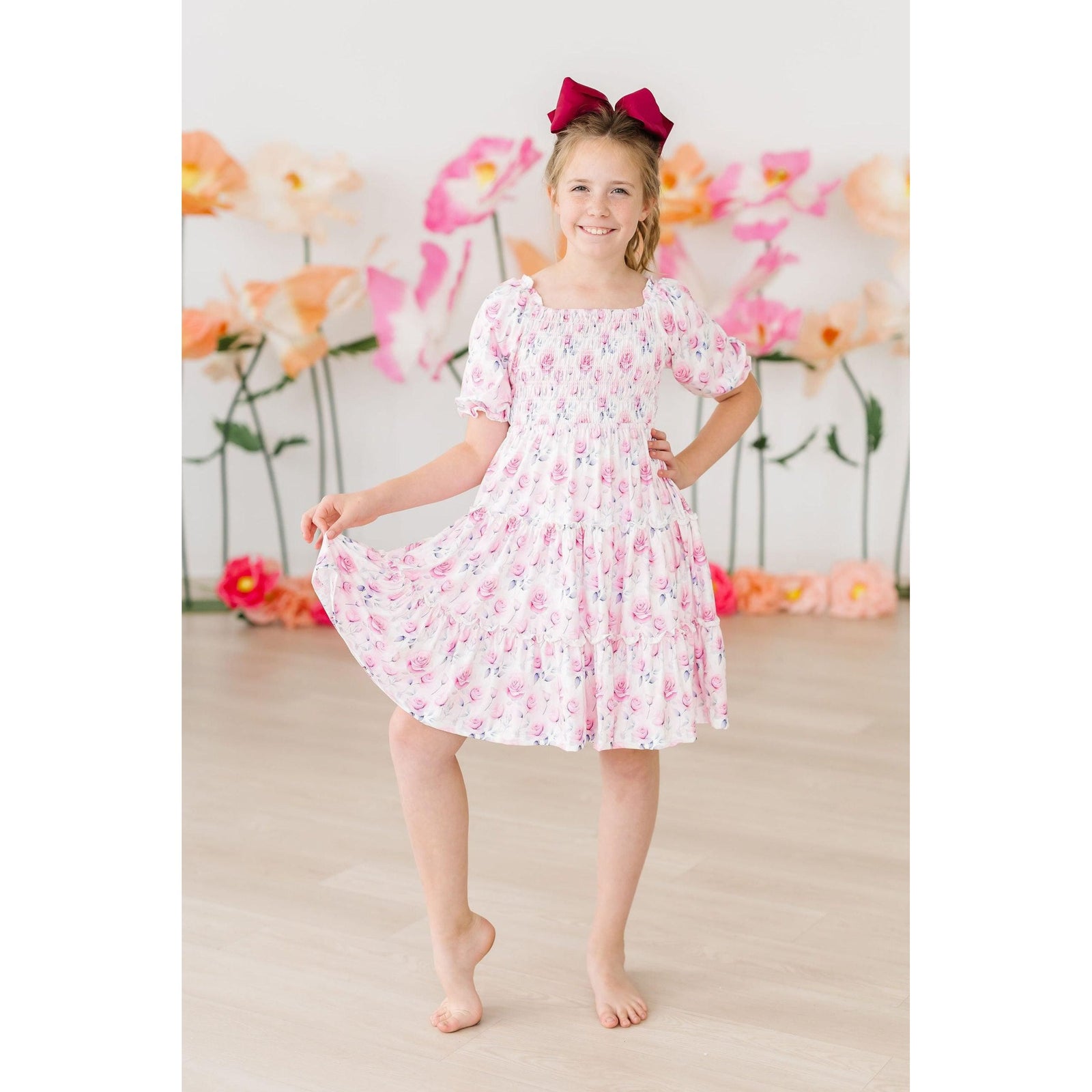 Rose Garden Smocked Ruffle Dress