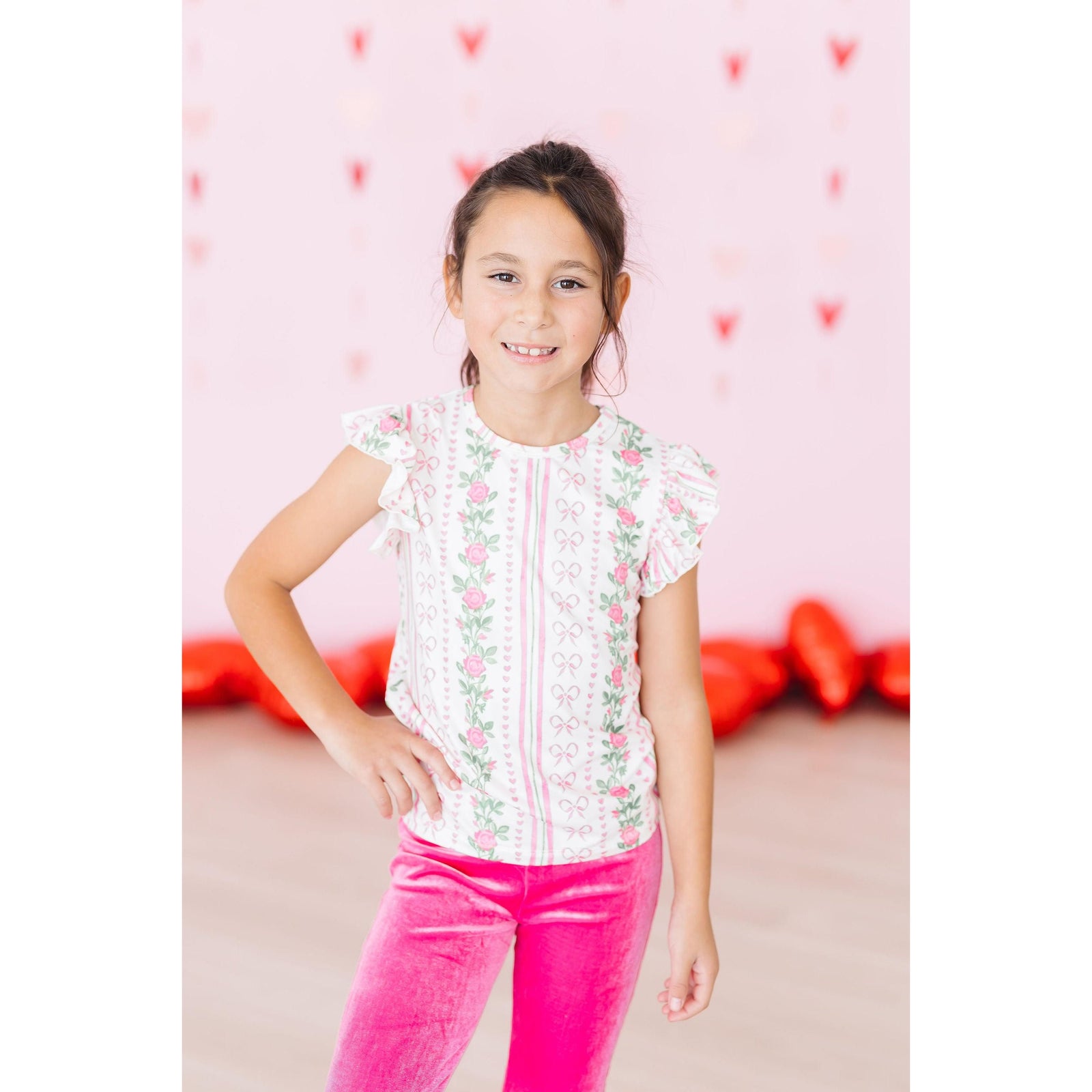 Rosebud Bows S/S Ruffle Tee