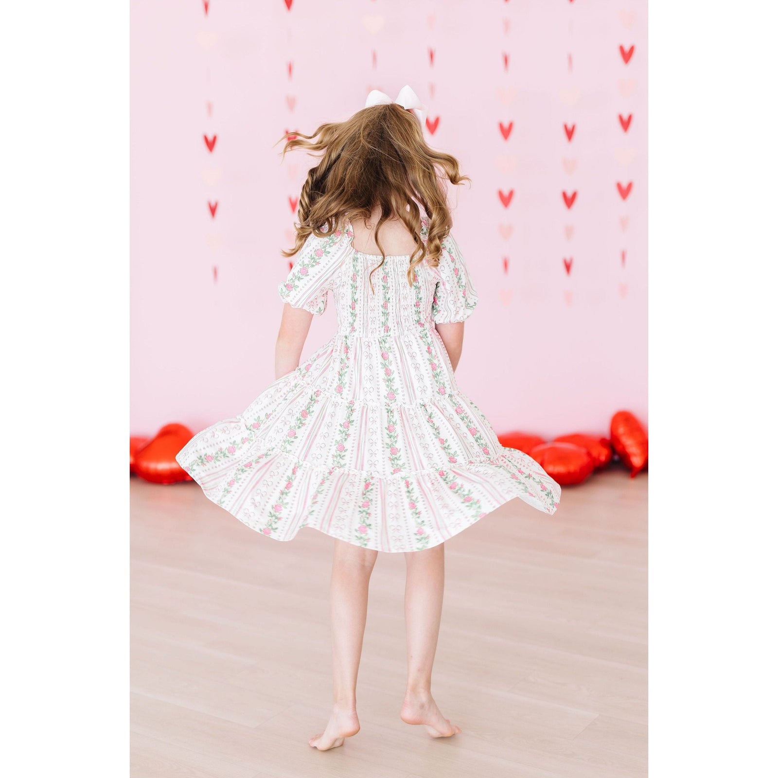 Rosebud Bows Smocked Ruffle Dress
