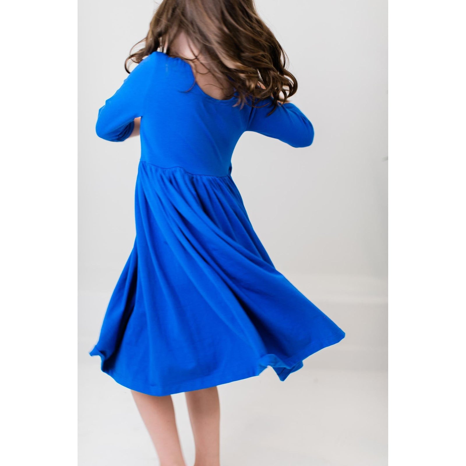Royal Blue 3/4 Sleeve Pocket Twirl Dress
