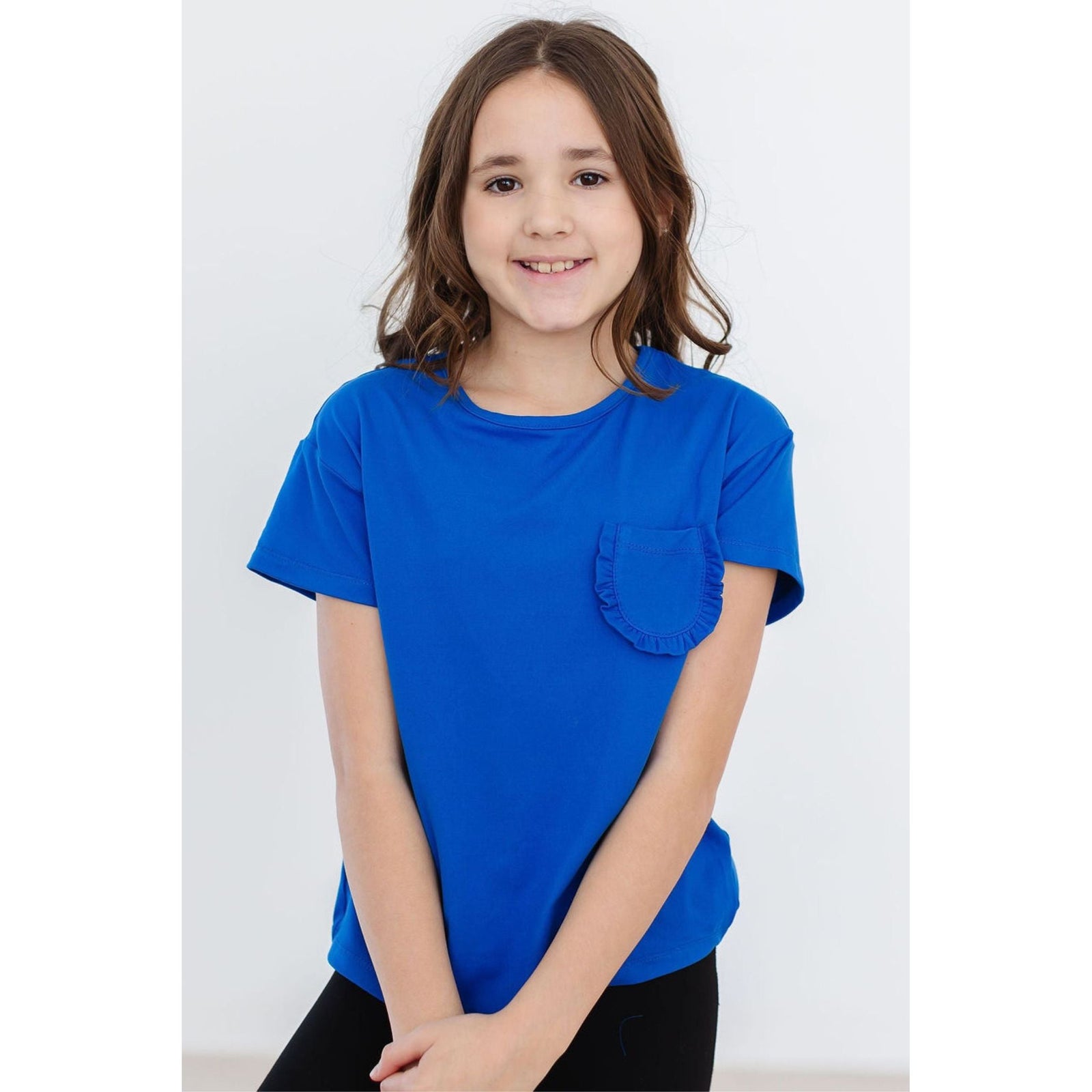 Royal Blue Ruffle Pocket Tee