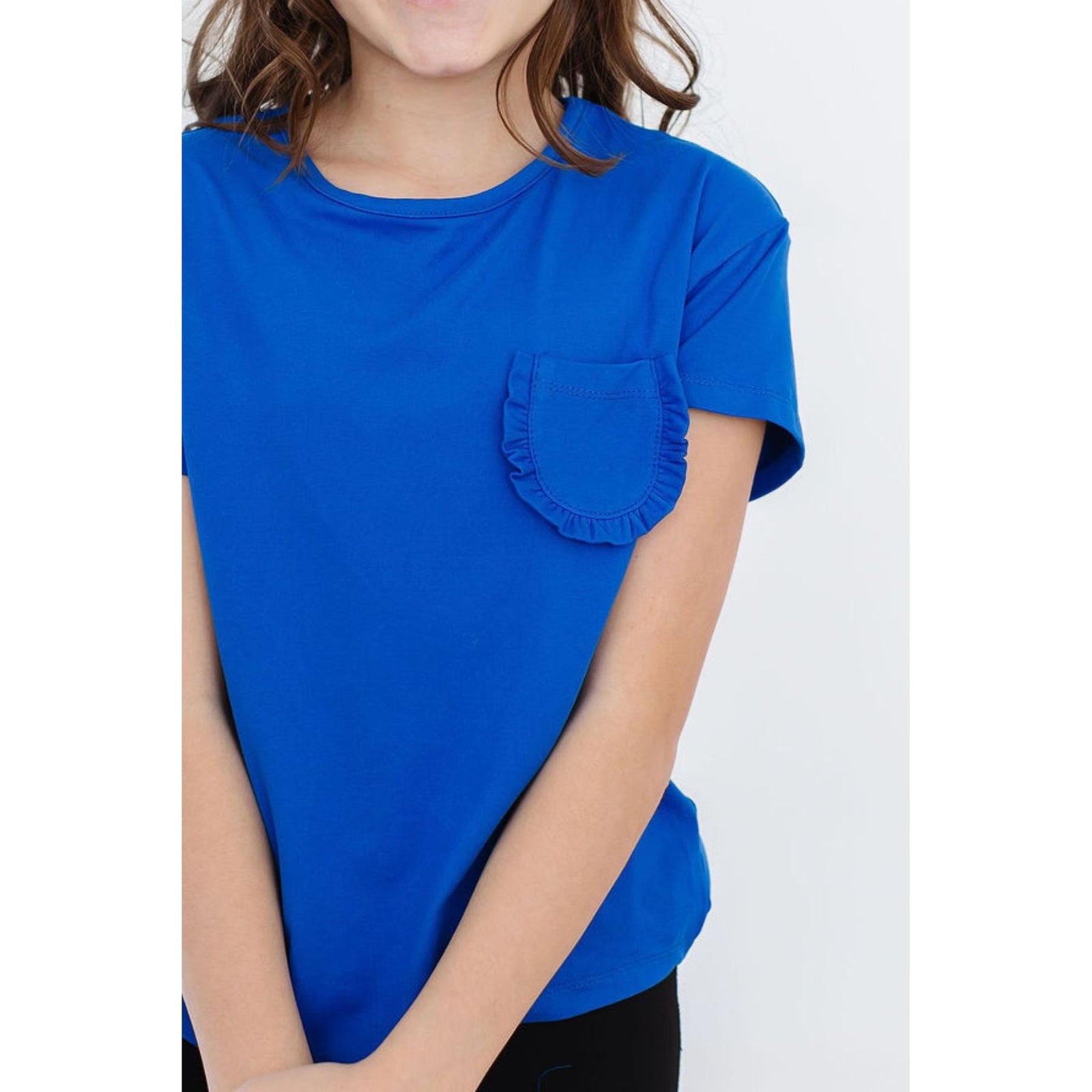 Royal Blue Ruffle Pocket Tee