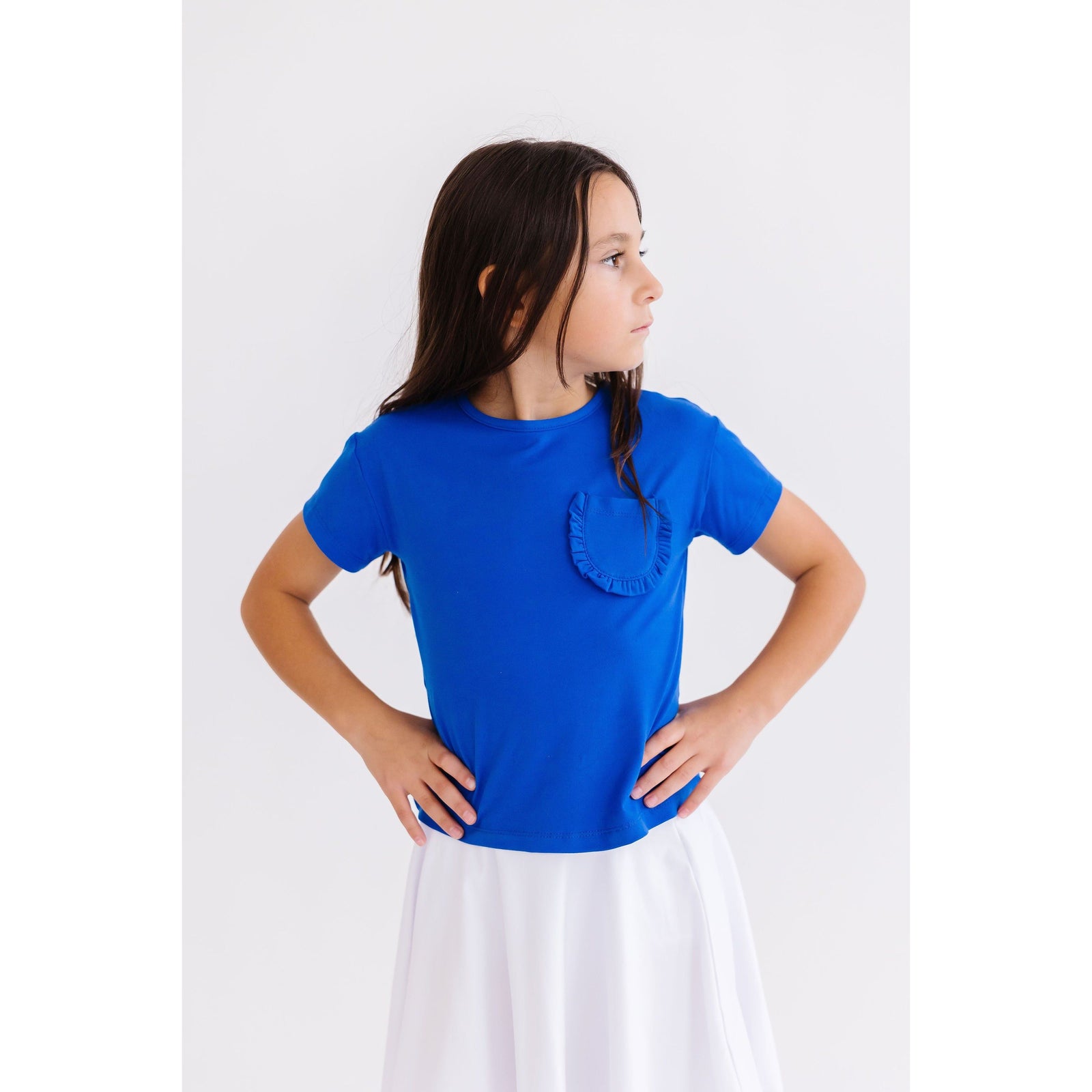 Royal Blue Ruffle Pocket Tee