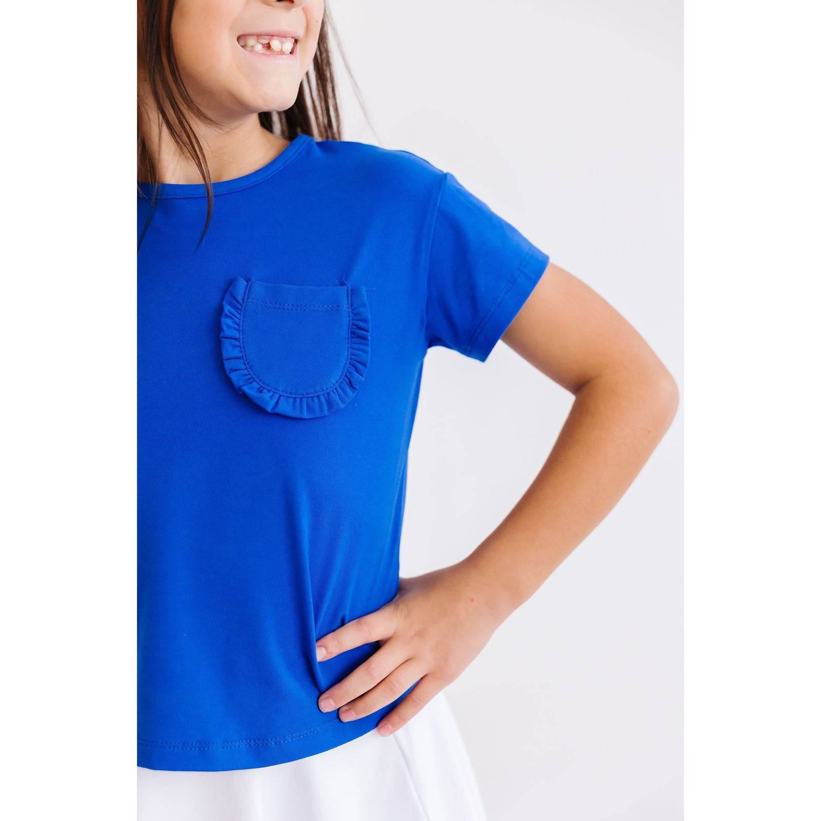 Royal Blue Ruffle Pocket Tee