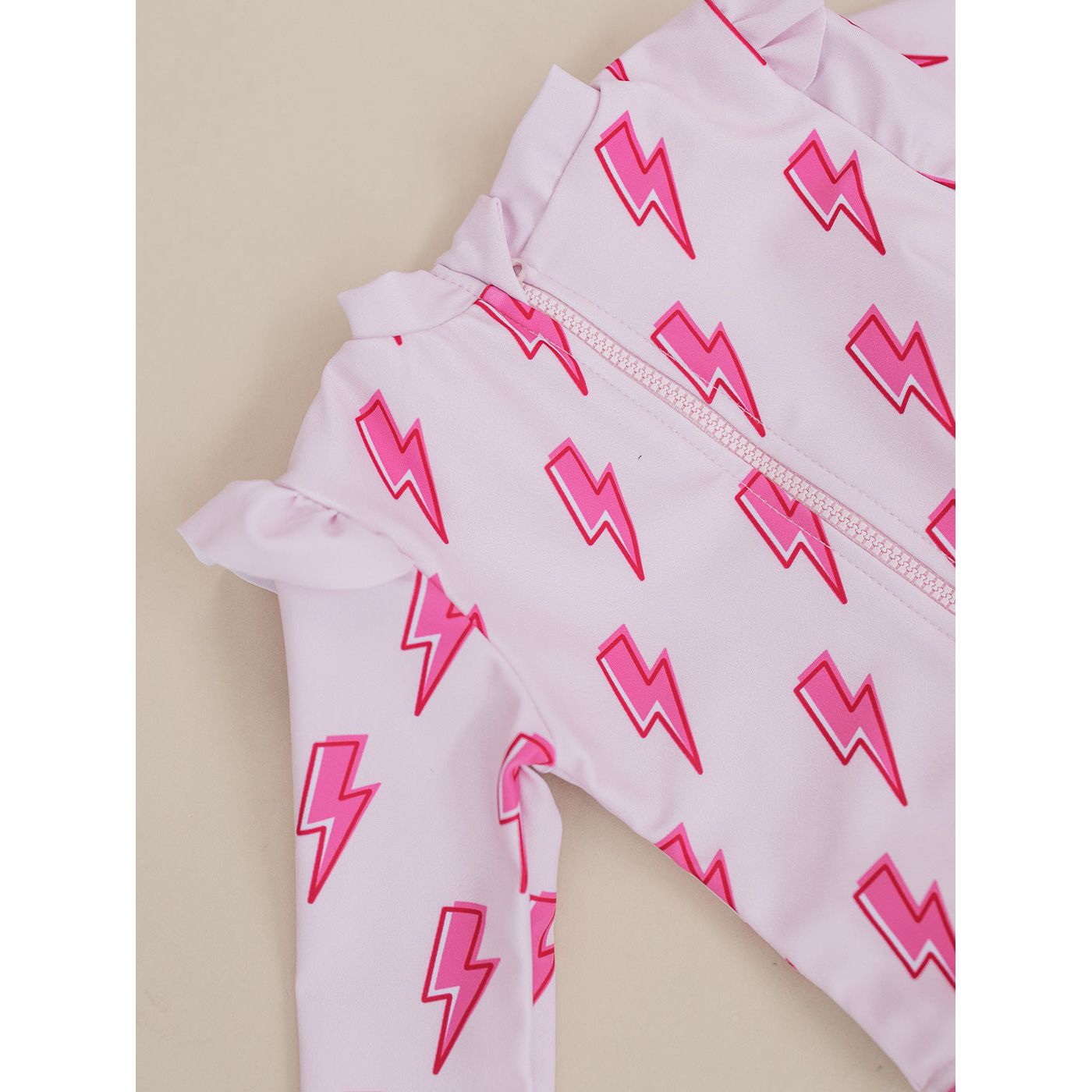 Long Sleeve Rash Guard Swimsuit | Pink Bolts