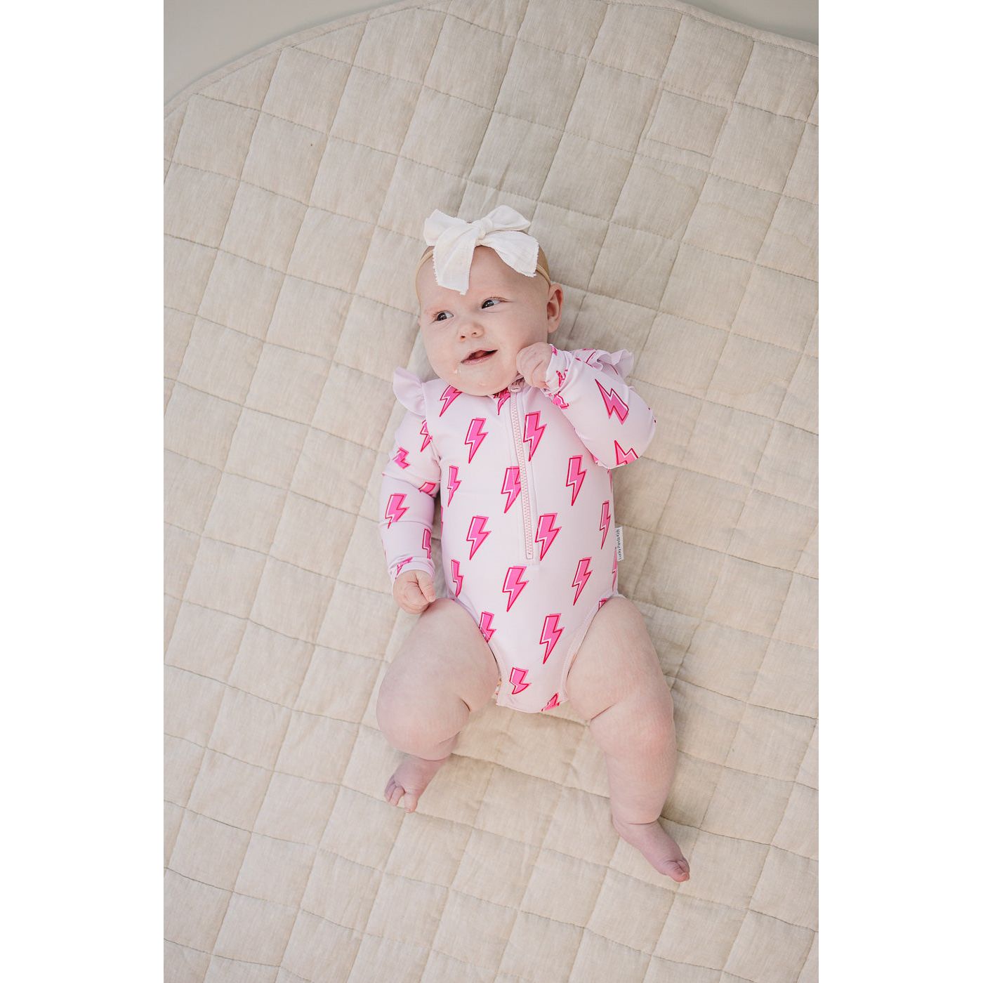 Long Sleeve Rash Guard Swimsuit | Pink Bolts