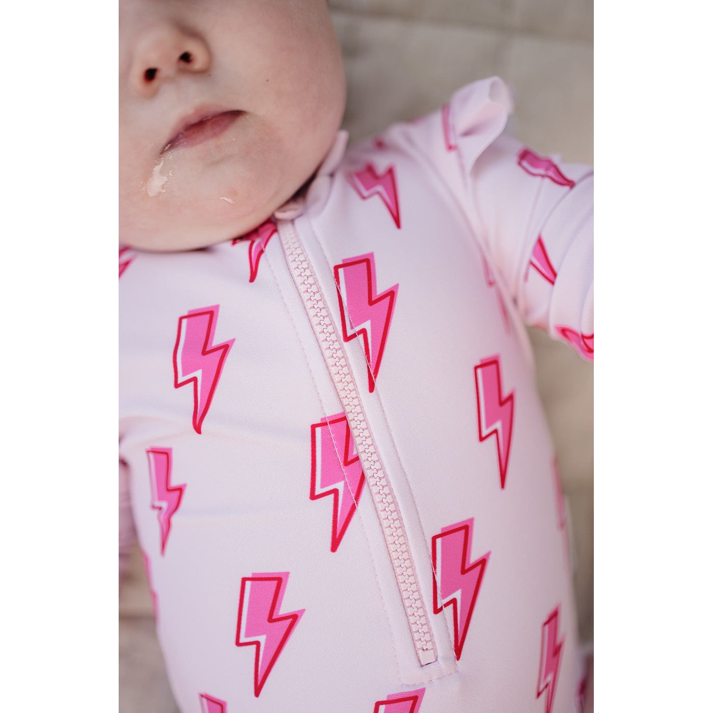 Long Sleeve Rash Guard Swimsuit | Pink Bolts