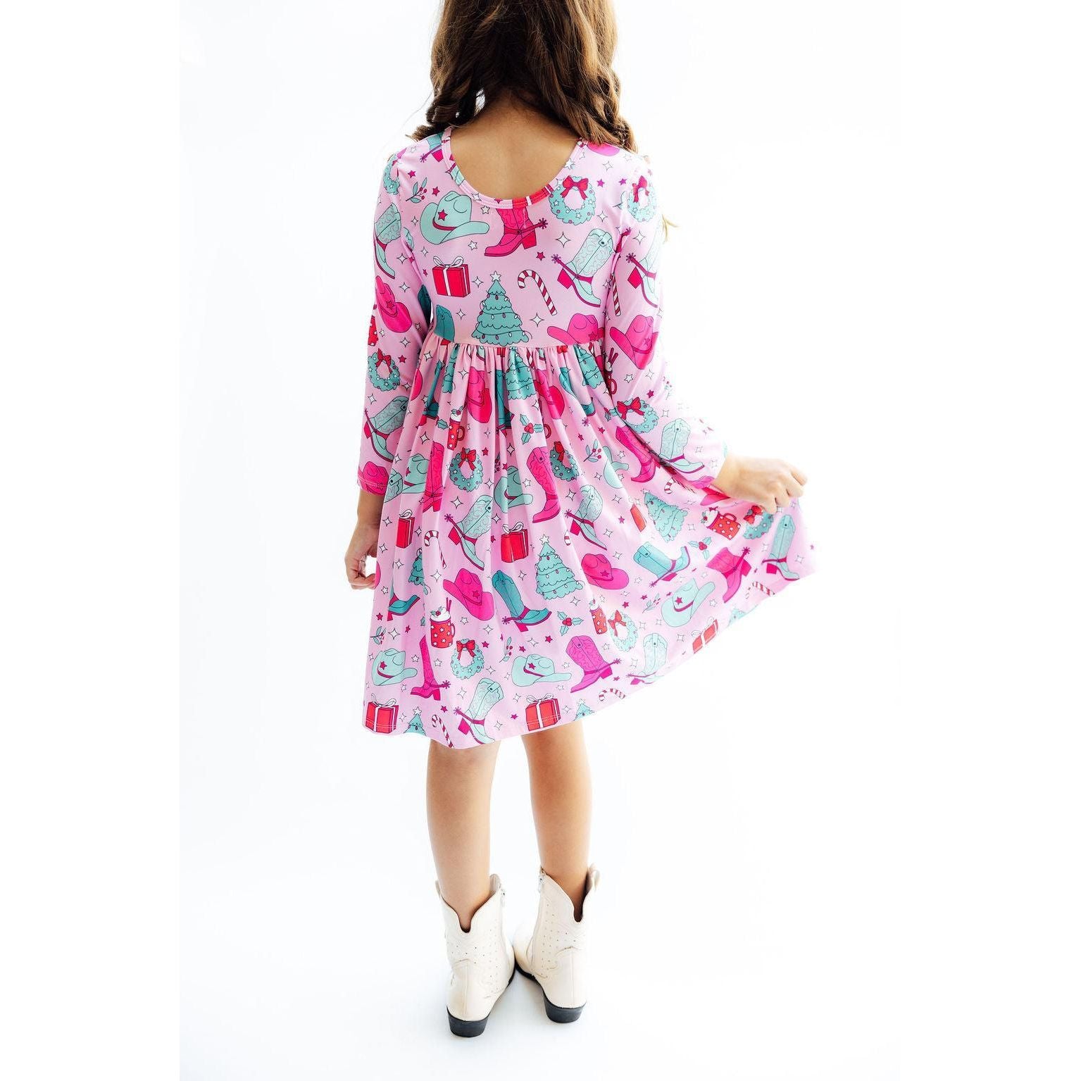 Christmas Cowgirl L/S Pocket Twirl Dress