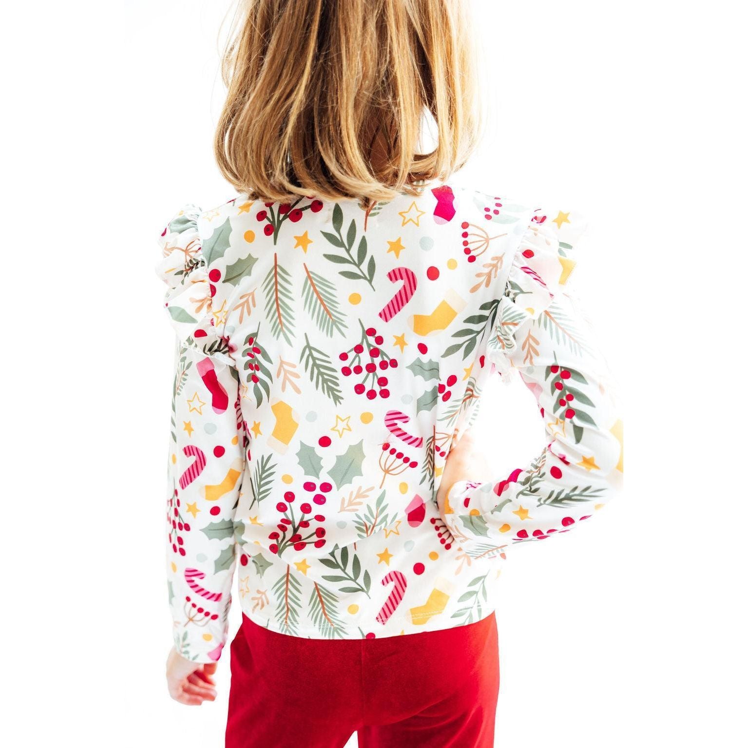 Holly Jolly Christmas L/S Ruffle Tee
